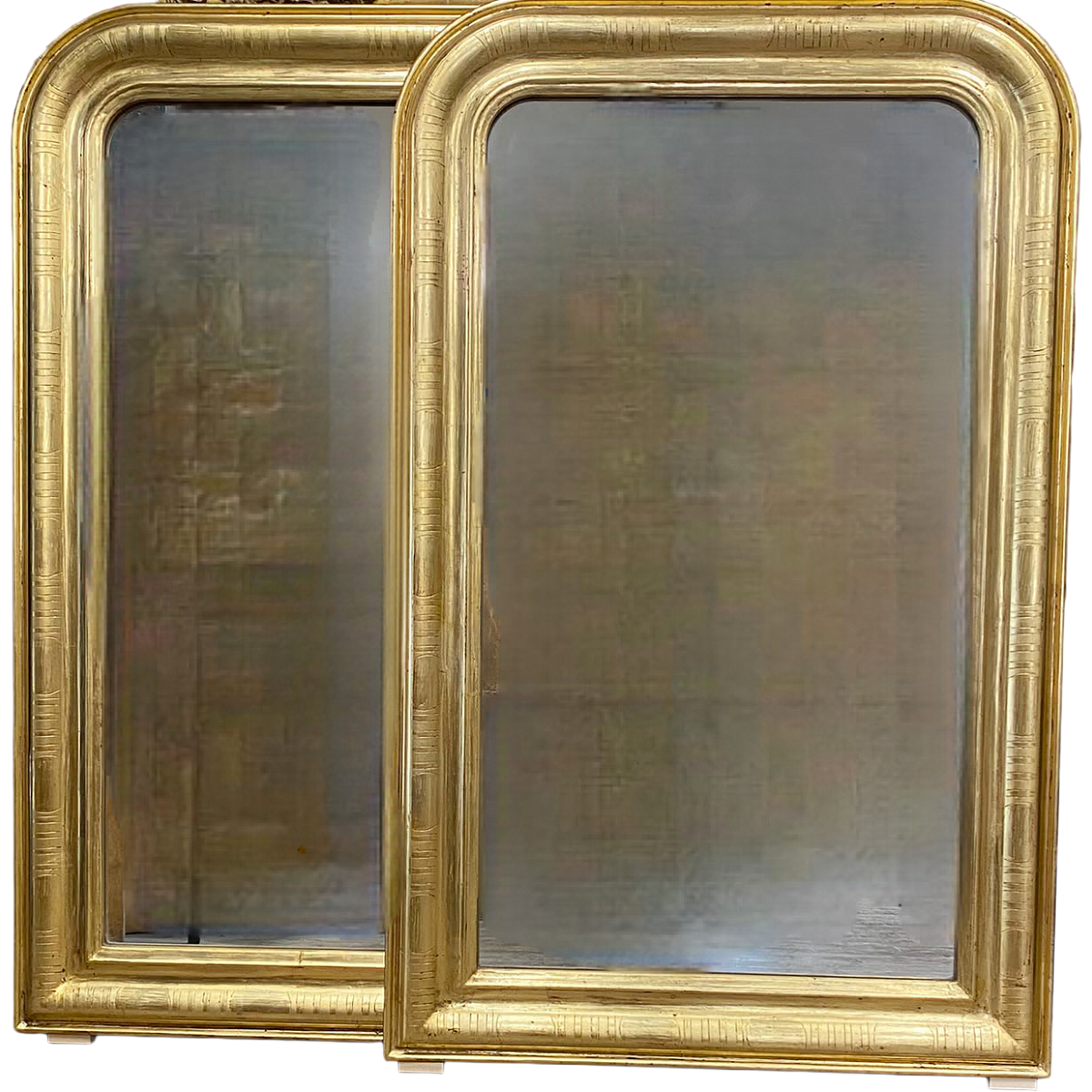 Antique Gold Gilt Louis Philippe Mirror with Ribbed Detail | Pair