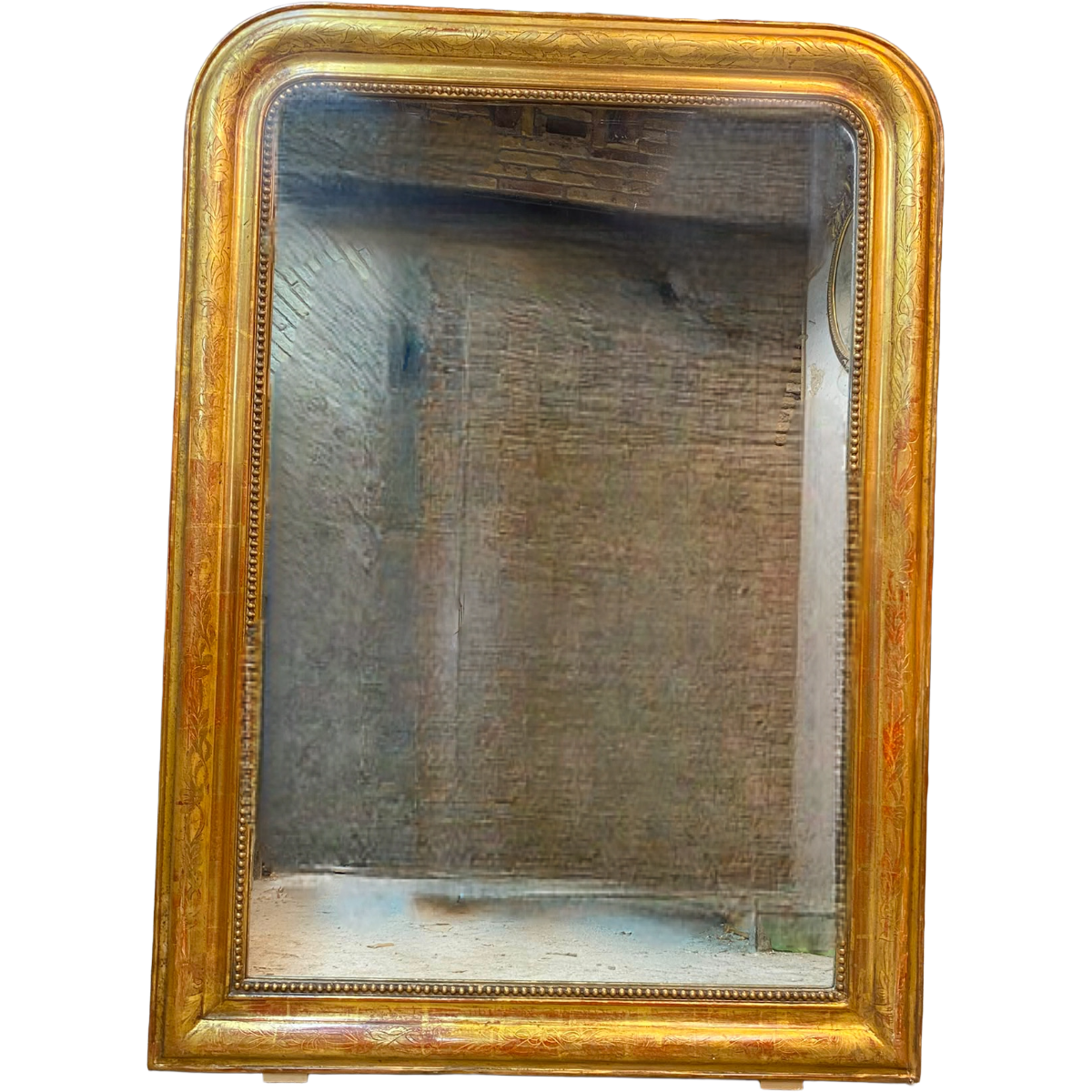 Antique Gold Gilt Louis Philippe Mirror with Floral Carving Detail
