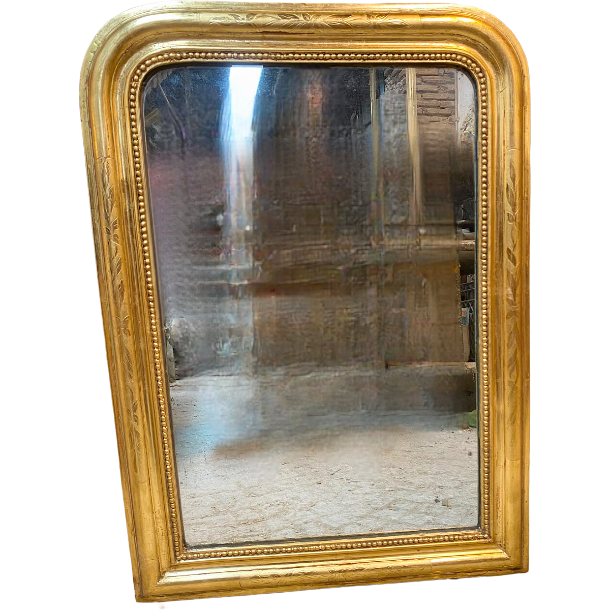 Antique Gold Gilt Louis Philippe Mirror with Floral Carving Detail