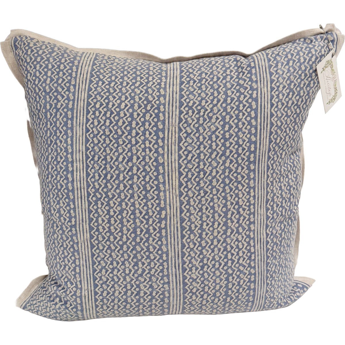 Custom Fortuny Pillow with Flange | Blue Stripe Tapa