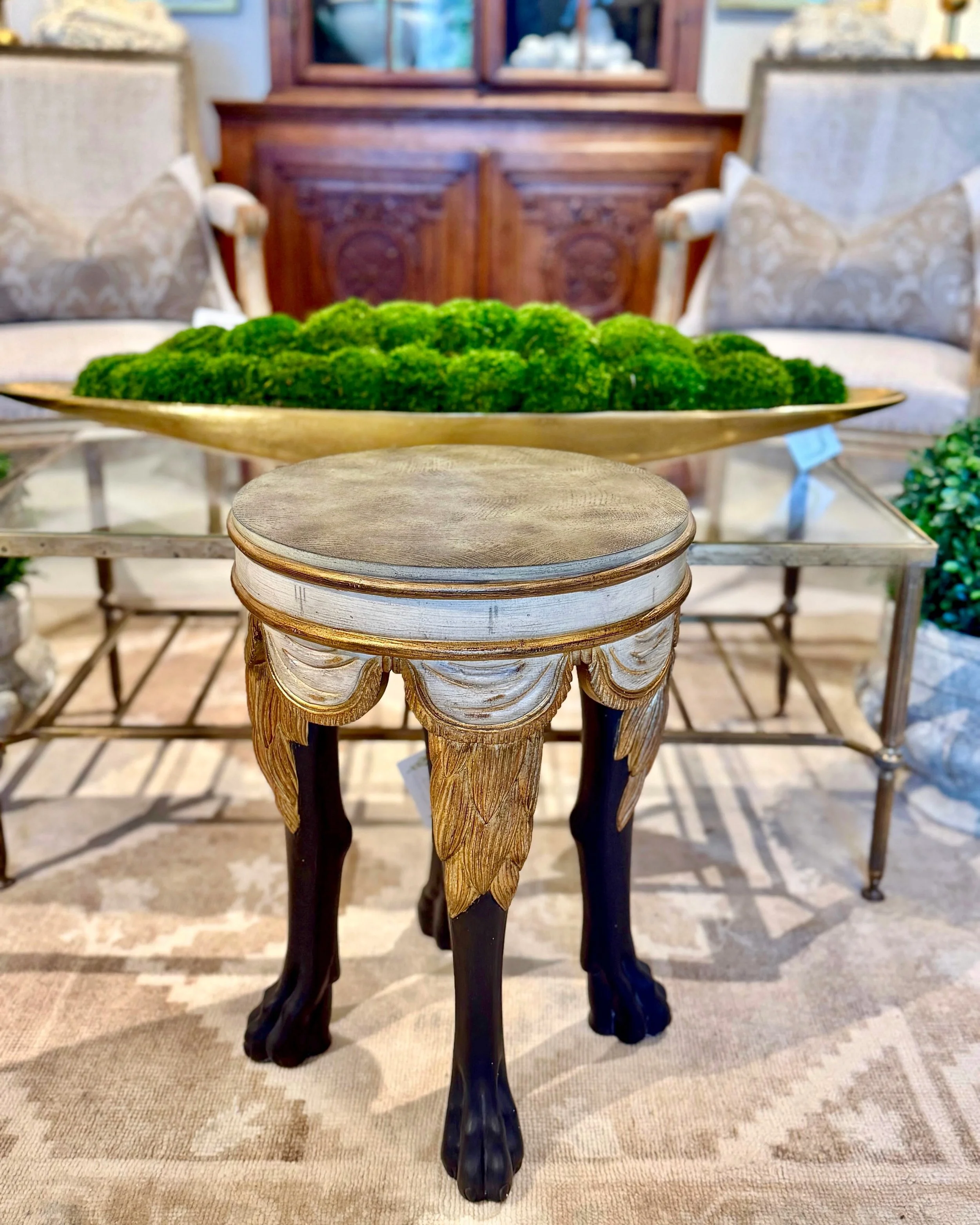 The cutest little drinks tables we ever did see! More new arrivals his week. Discover our exciting collection of hand-selected accent furniture. Find more details and pics on our website at www.heritagemarkdesign.com. Shipping available. #heritageclt