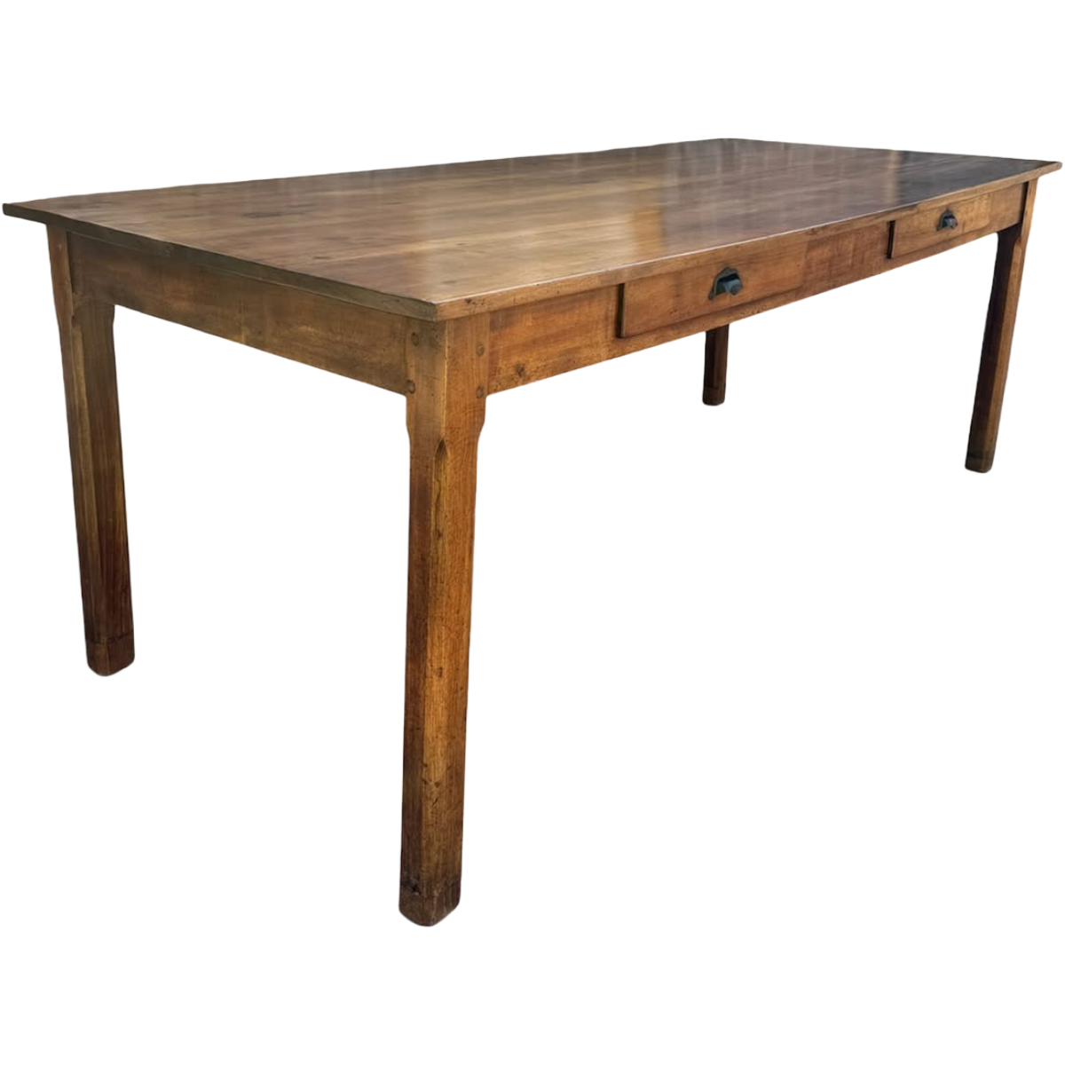 Antique Walnut Dining Table with 2 Drawers