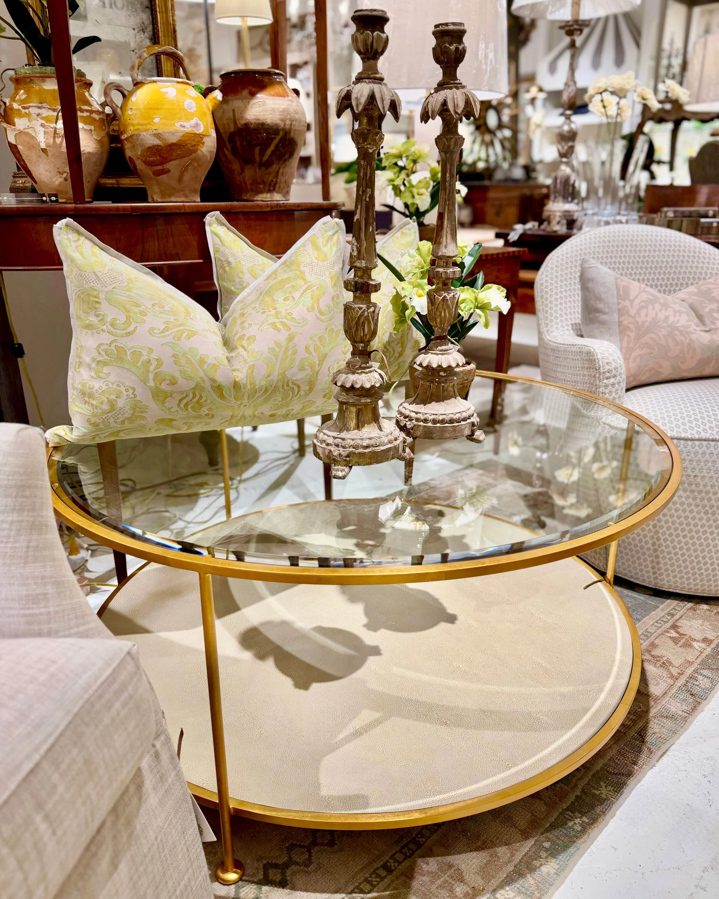 Our favorite round cocktail table is back in stock! Dimensions are 42D x 19.25H. Discover our exciting collection of hand-selected accent furniture. Find more details and pics on our website at www.heritagemarkdesign.com. Shipping available. #heritag