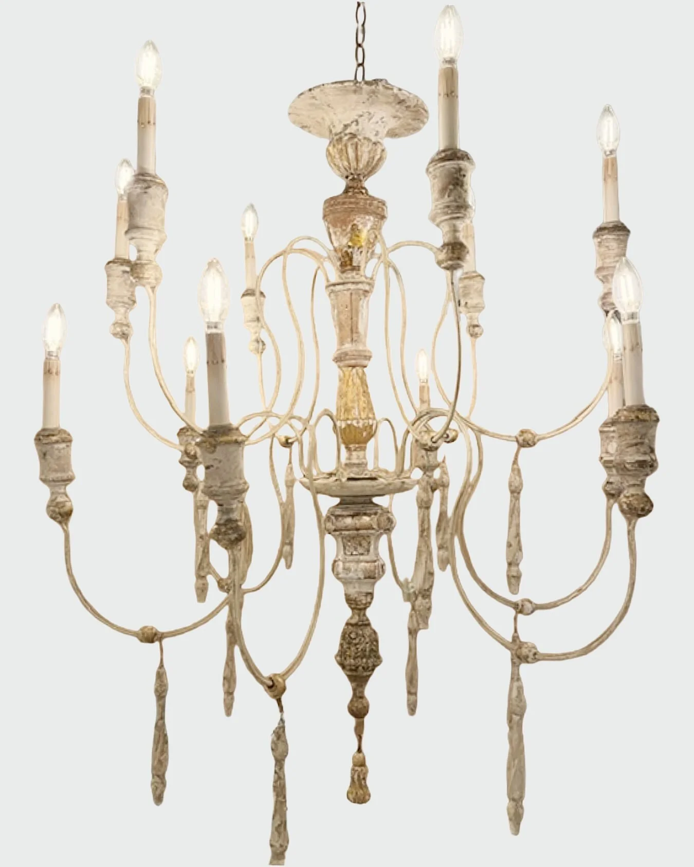 Another new arrival from our last container. It&rsquo;s just back from the work room being wired and made ready for its next home. 

Antique Italian Fragment 2-Tier Chandelier | 12-Arms. Dimensions are 40Dia x 43.5H. 

Discover our extensive collecti