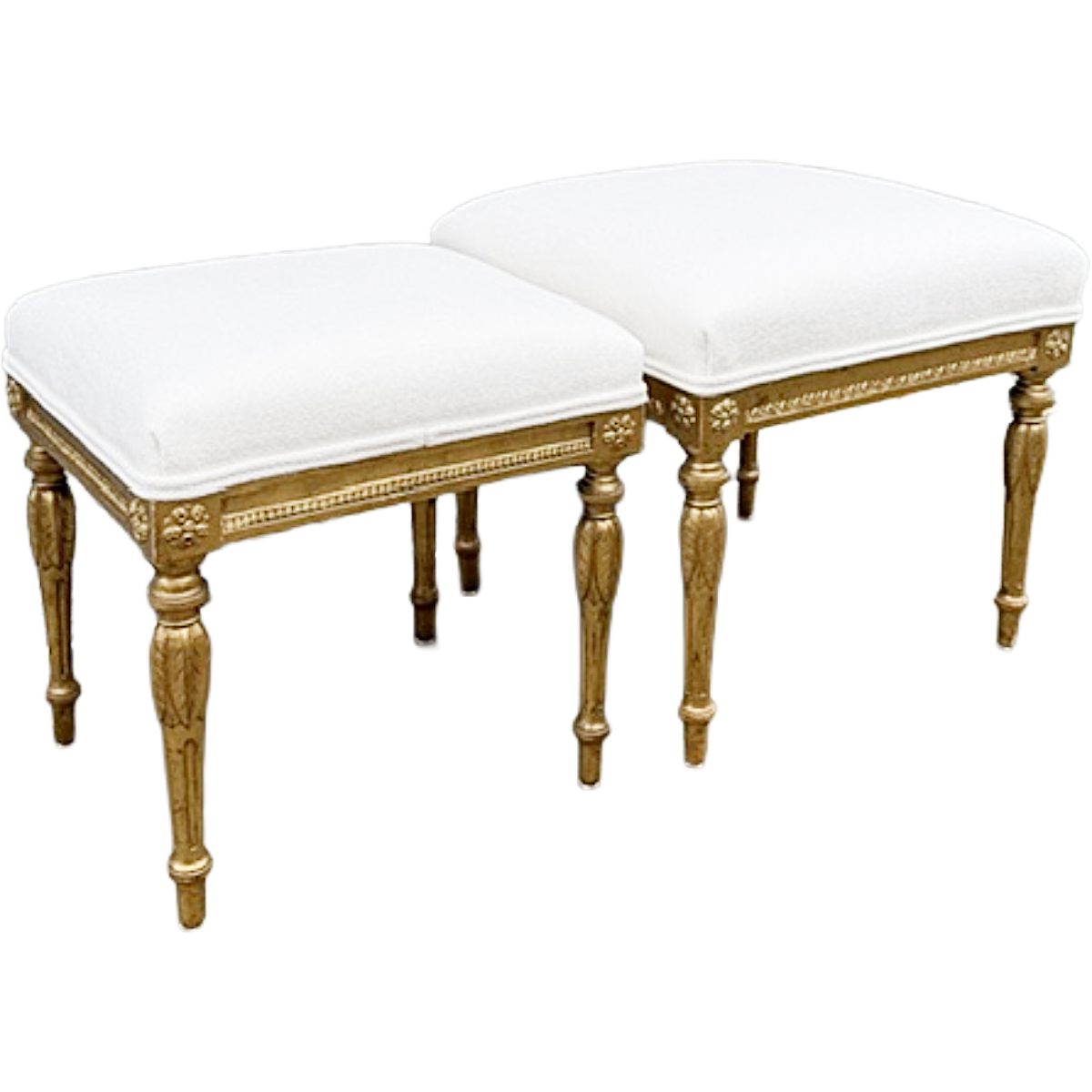 Antique Hand Carved Gustavian Period Gilt Wood Foot Stools
