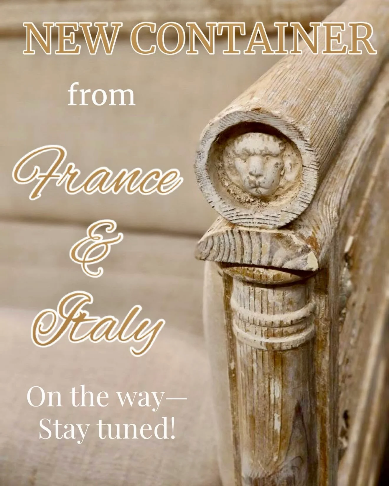 A New 40-Ft. Container from France and Italy is on its way! Stay tuned for the arrival date! Discover our extensive collection of one-of-a-kind, hand-selected European Antiques and Curated Decor. Find more details and pics on our website at www.herit