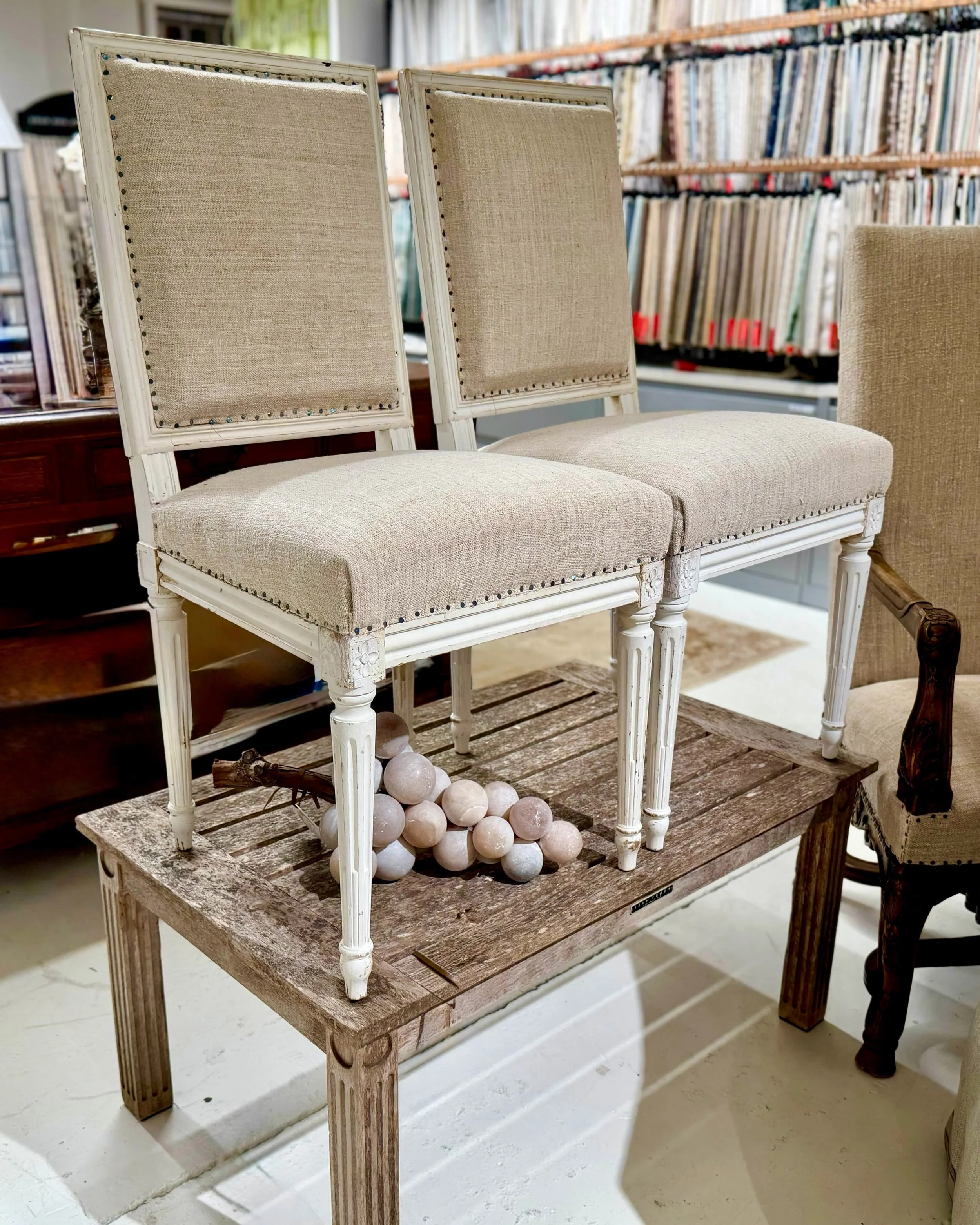 A fabulous set of 8 Antique Louis Philippe-Style Dining Chairs. French, c.1920. Dimensions are 17.7W x 18.5D x 37.4H | 19.6SH. Discover our extensive collection of one-of-a-kind, hand-selected European Antiques and Curated Decor. Find more details an