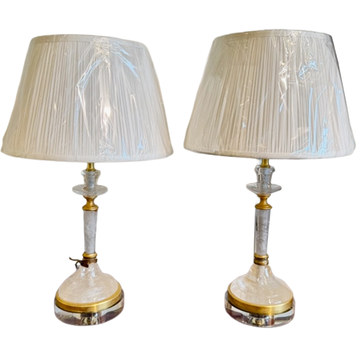 Antique Rock Crystal and Bronze Lamps | 2 Pairs Available
