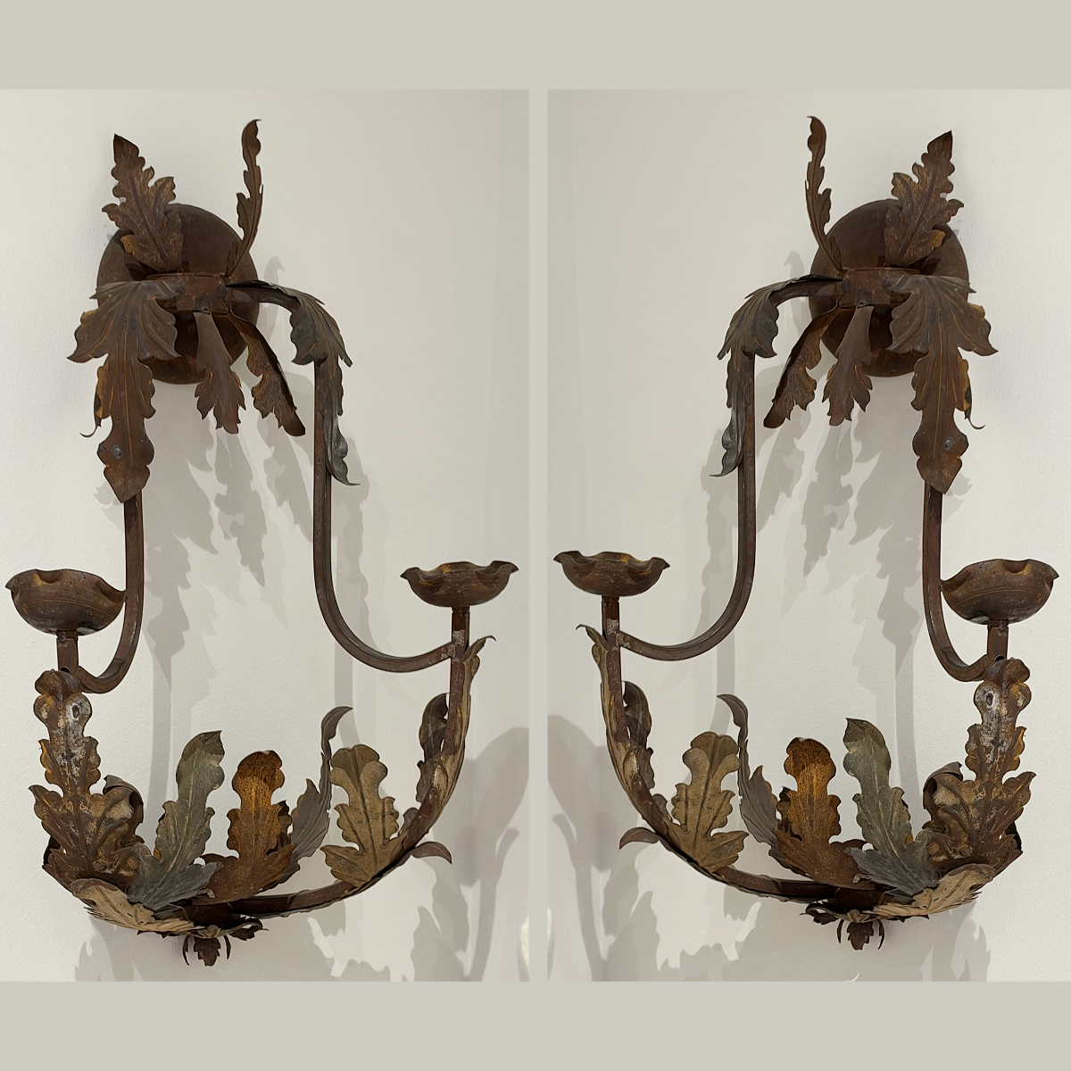 Antique Gilt Metal Sconces | Pair