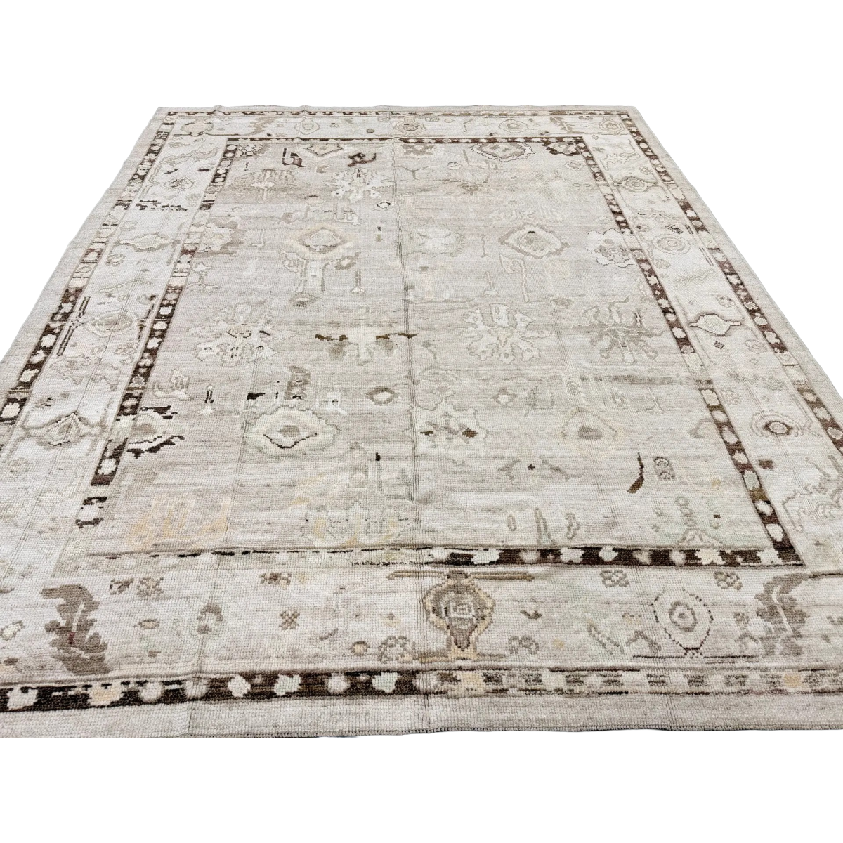 Hand-Knotted Turkish Oushak Rug