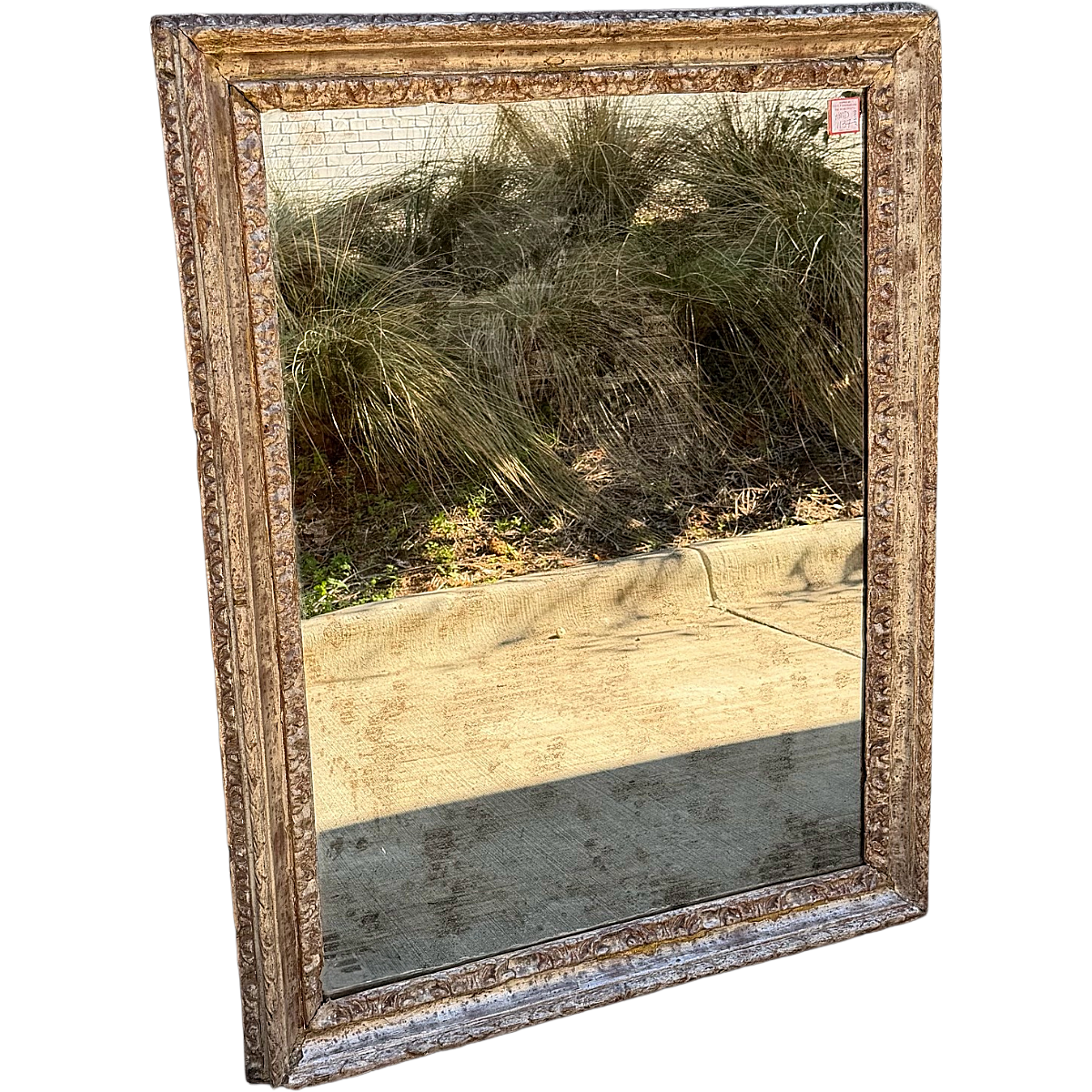 Antique Louis XVI-Period Hand Carved Silver Gilt Mirror with Original Glass