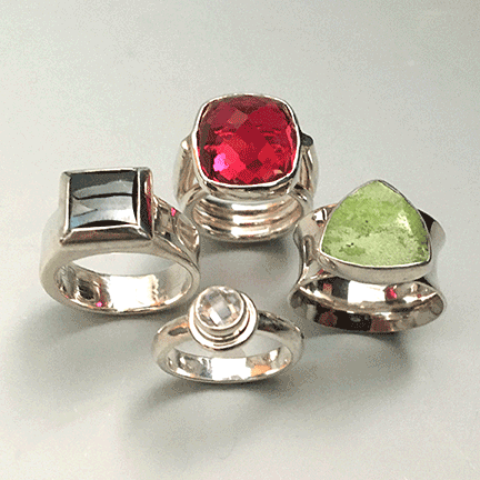 Silver Ring with Bezel Set Stone