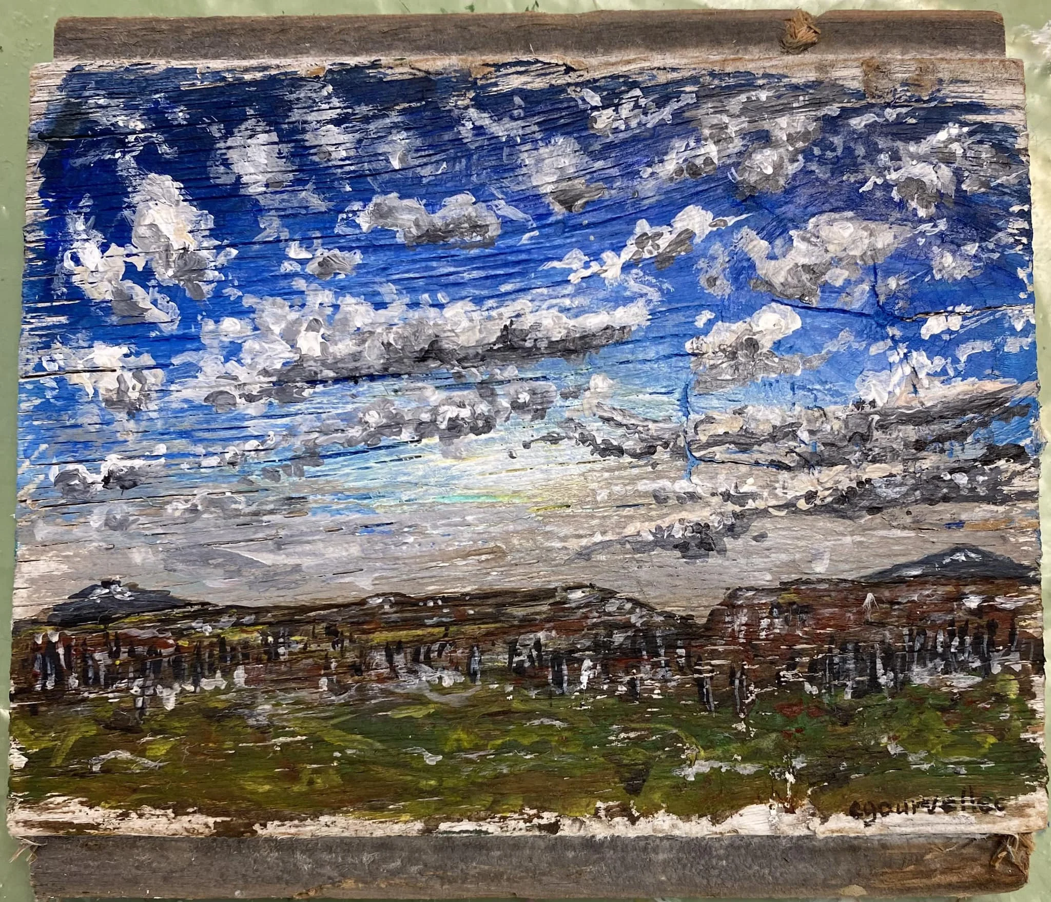 Winter Scene on Wood Panel