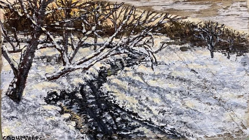 Winter Scene on Wood Panel