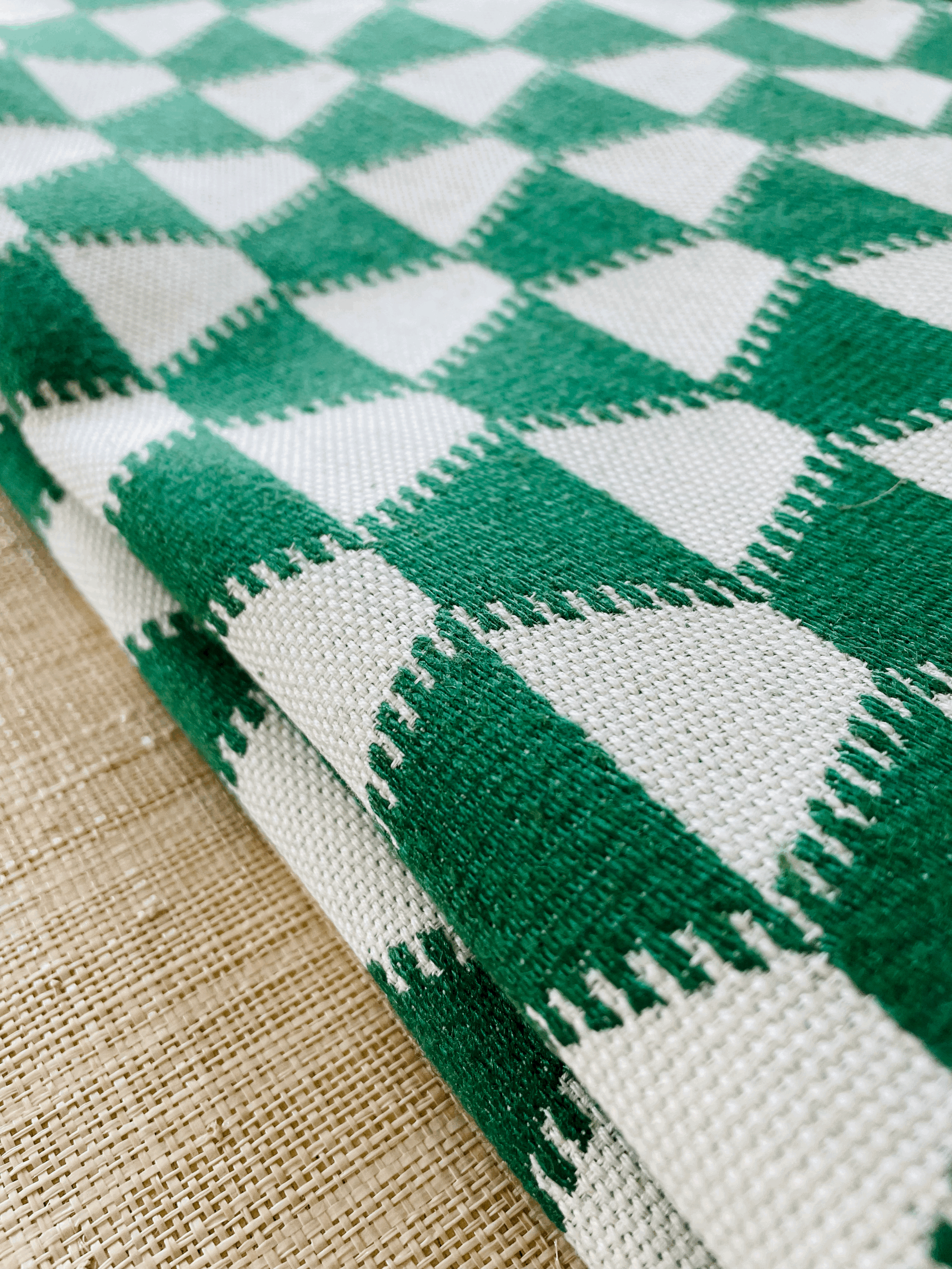 Shop throw pillow fabric: Kelly green and white pattern