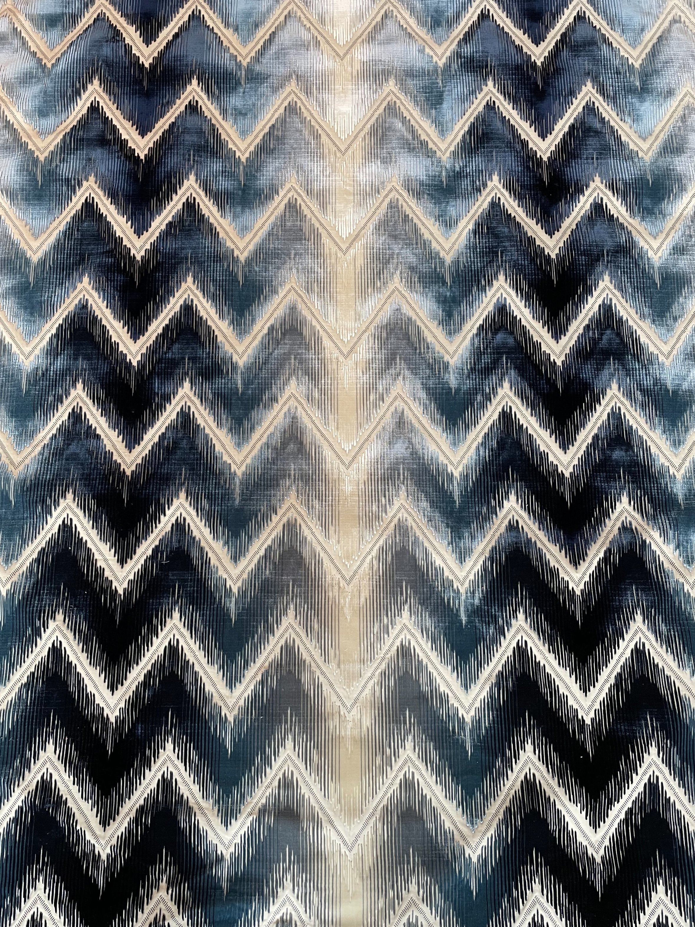 Shop Schumacher ocean blue chevron upholstery fabric
