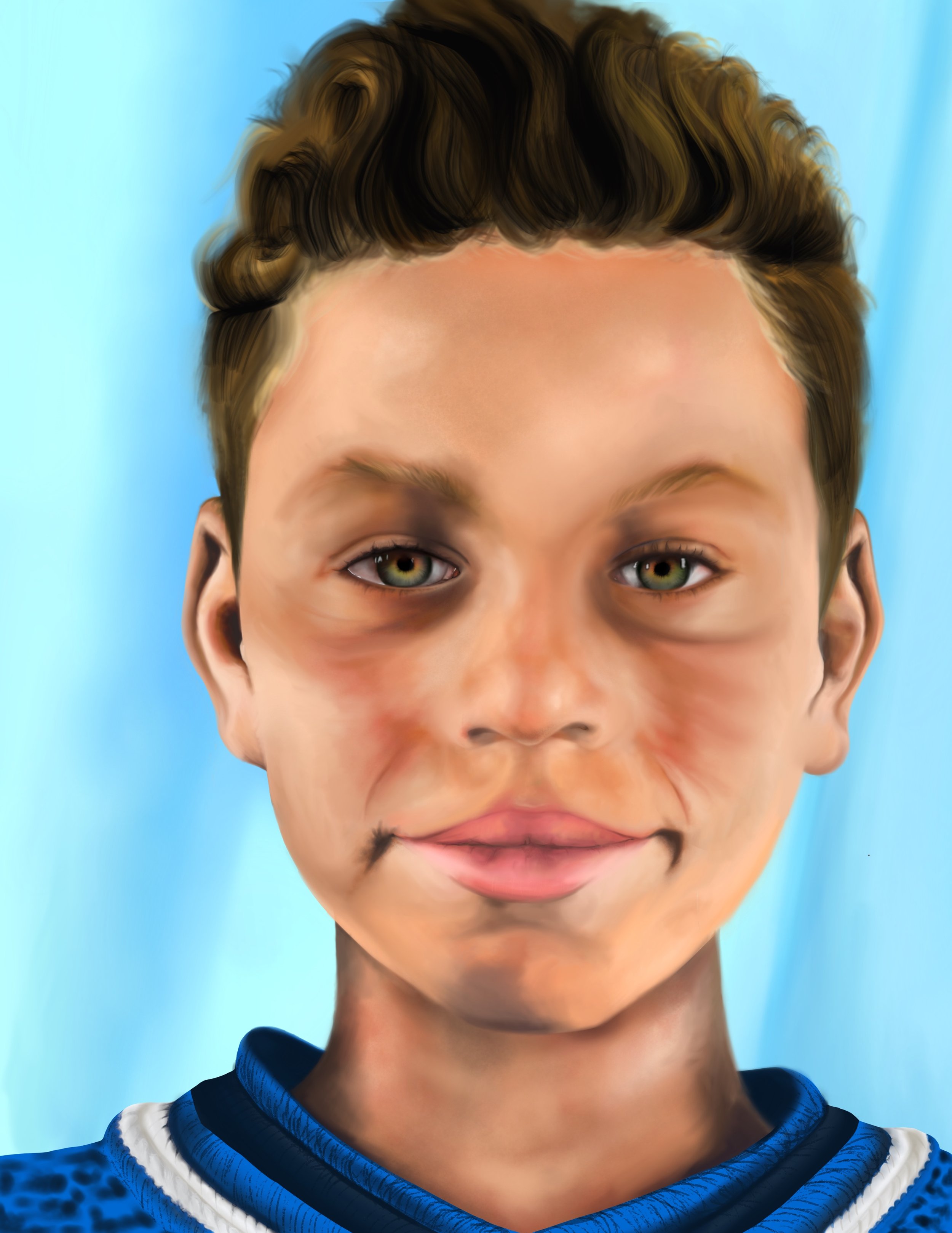 This piece was completed as part of a memory project in which children from third-world countries sent their portraits to the school to have them drawn by National Art Honors Society students and then sent back as gifts. This was one of my first digi