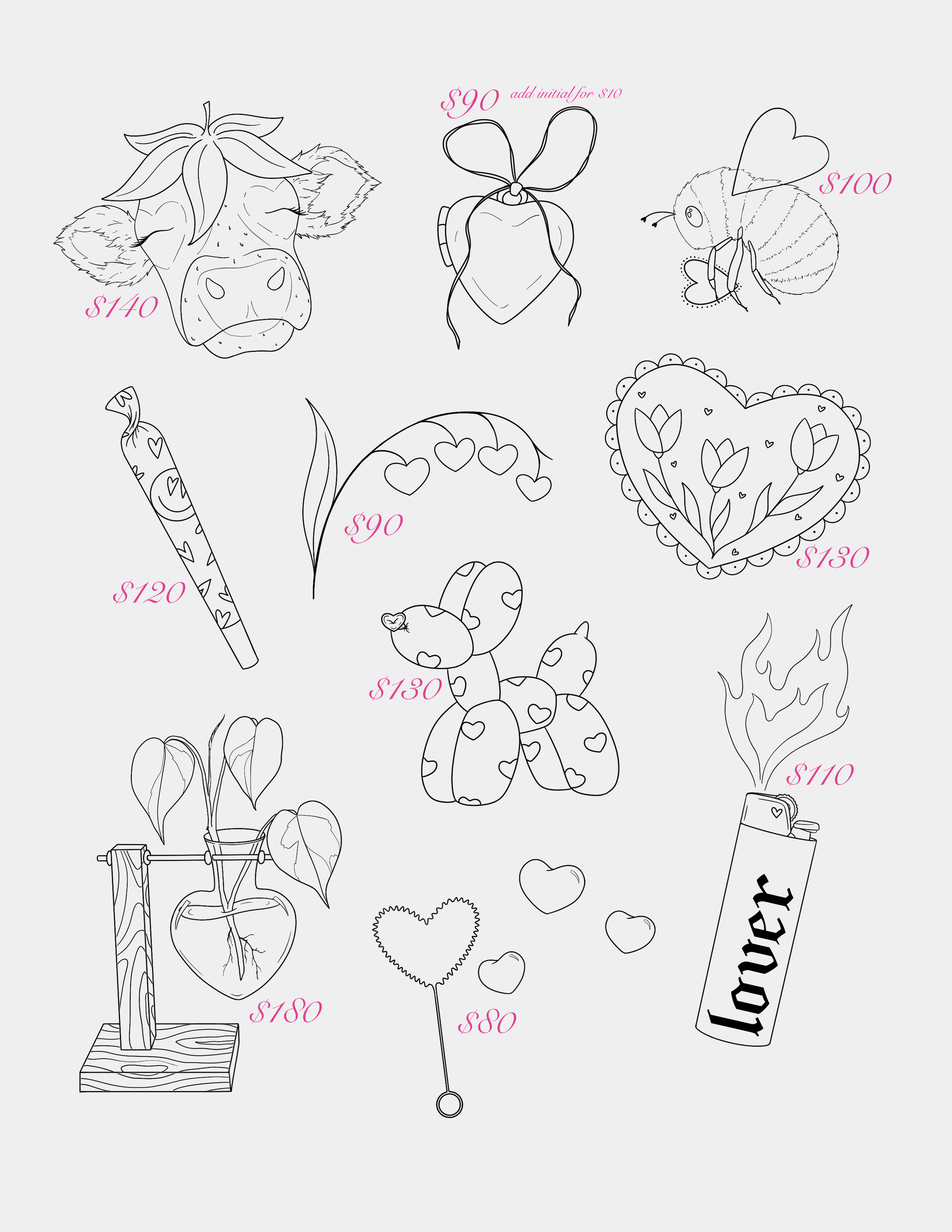 [Valentines Flash]
Cow - claimed |
Locket - claimed |
Bumble Bee - available |
Joint - available $120 |
Bleeding Heart Sprig - claimed |
Doily - available $130 |
Propagation - available $180 |
Bubble Wand - available $80 |
Lighter - claimed 