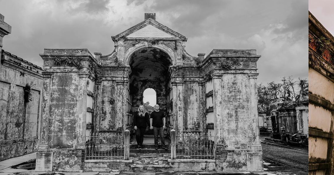 Cemetery couples photos New Orleans Style! I was so excited when these two wanted to take photos the day before their wedding AND they picked a cemetery 🖤🙏🖤 Taylor and Michael had already done engagement photos in their hometown a year prior, but 