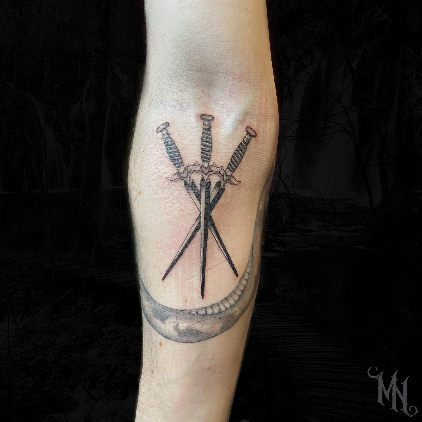 Sword tattoo ⚔️ Call or Text 905-435-7551 for bookings and inquiries #sword #swordstattoo #blackandgreytattoo #whitby #tattooinspiration #tattoo #tattooideas #femaletattooartist