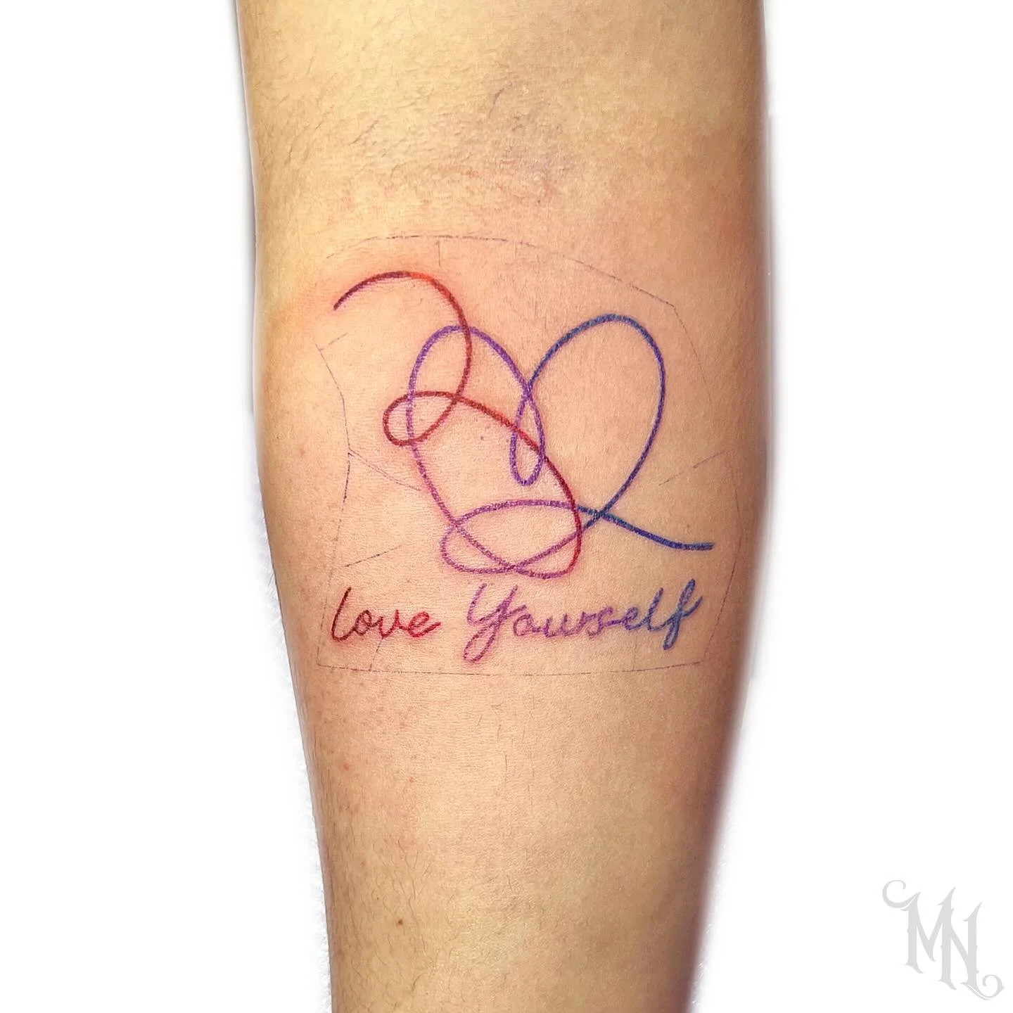 Colour BTS Script Tattoo ✨ Call or Text 905.435.7551 for Bookings and Inquiries✨ DMs closed ✨#Bts #btstattoos #btsfan #btsfantattoo #btstattoo #tattoo #allfemaletattooshop #whitby #oshawa #gta #toronto #colourtattoos #colortattoo #scripttattoo