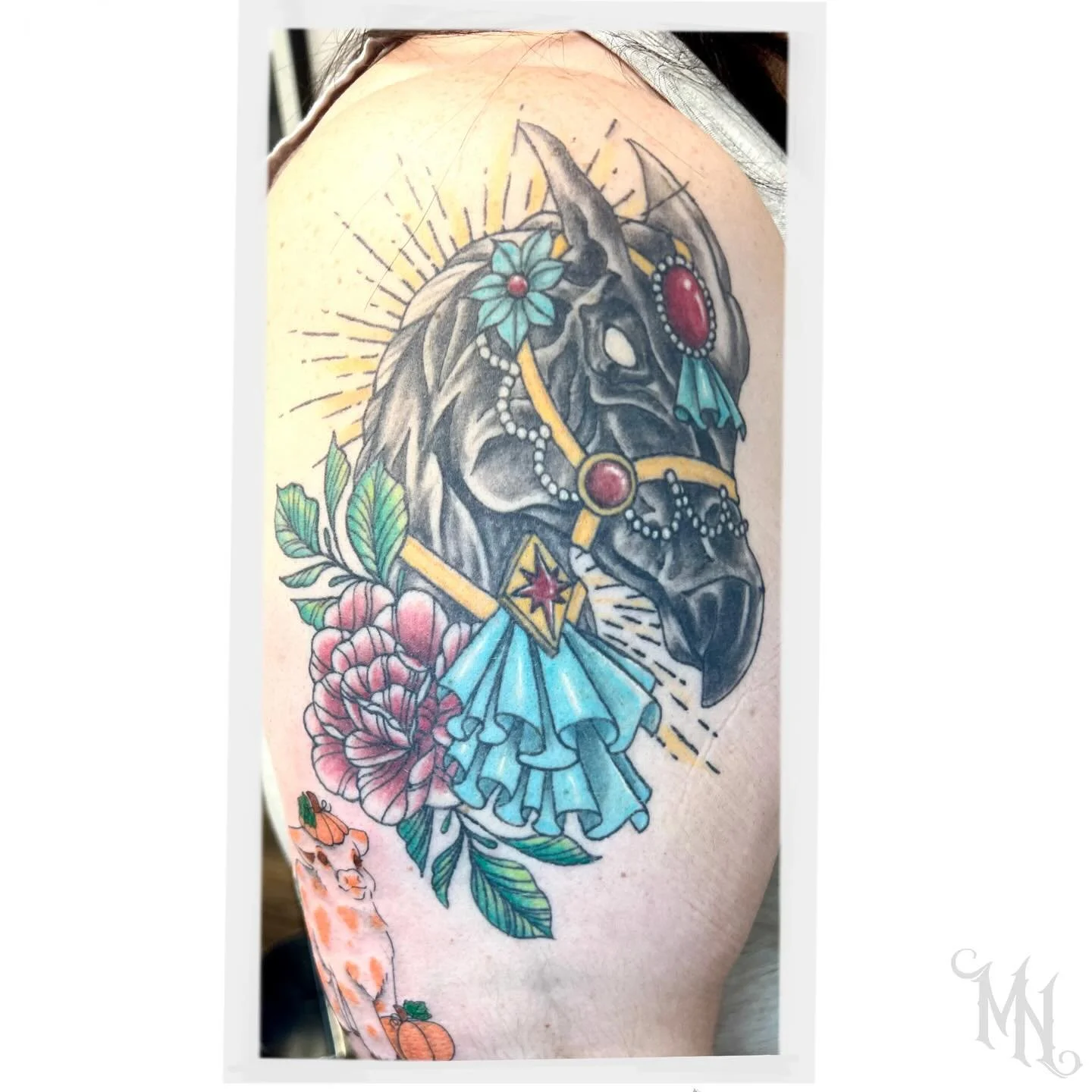 2 Years Healed Thestral Tattoo 🪄 Call or Text 905.435.7551 for Bookings and Inquiries #healed #healedtattoo #healedcolourtattoo #tattoo #colortattoo #colourtattoo