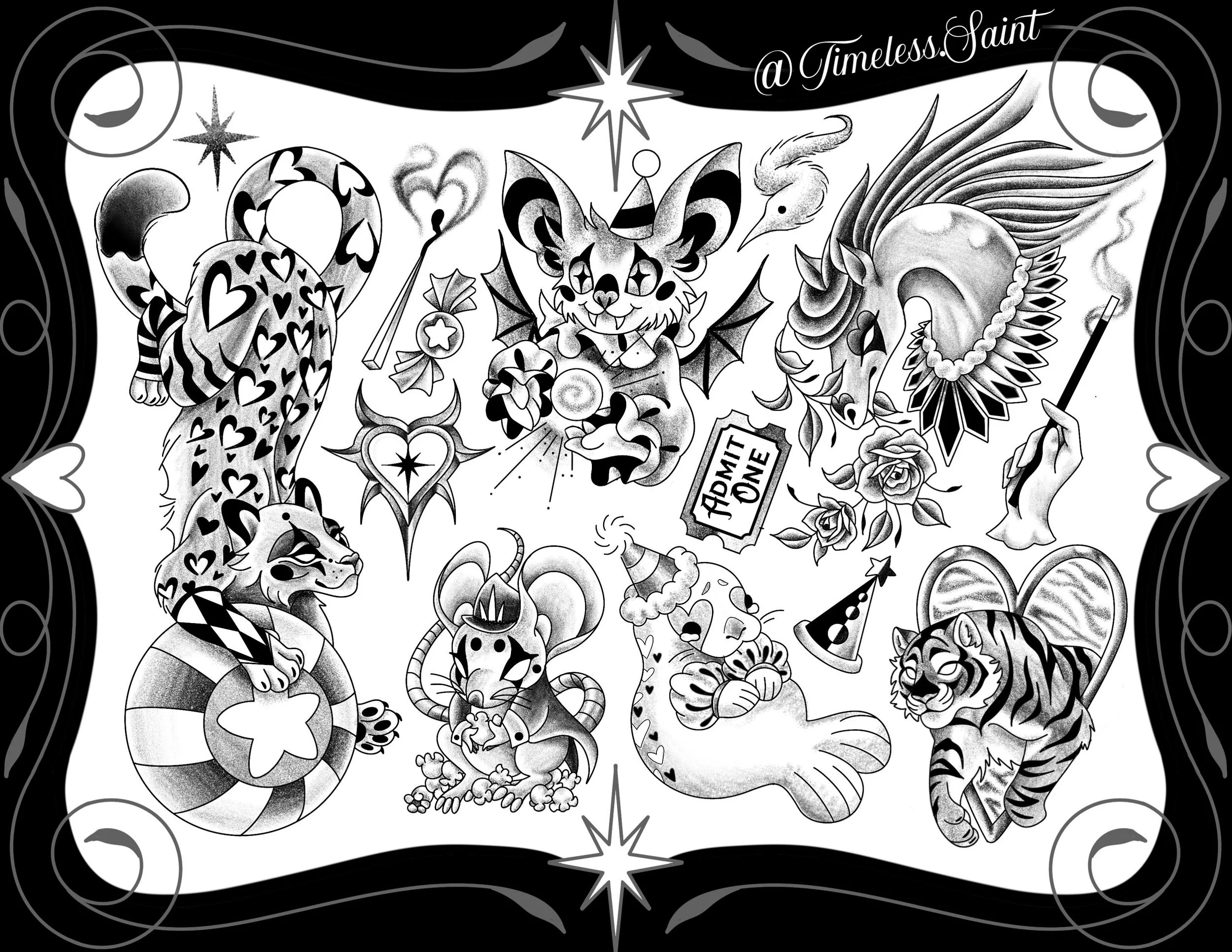 🎪Circus Flash Sheet🎪 For Bookings and Inquiries Text or Call 905.435.7551🎪 #tattooflashart #tattooideas #flash #tattoo #tattooartists