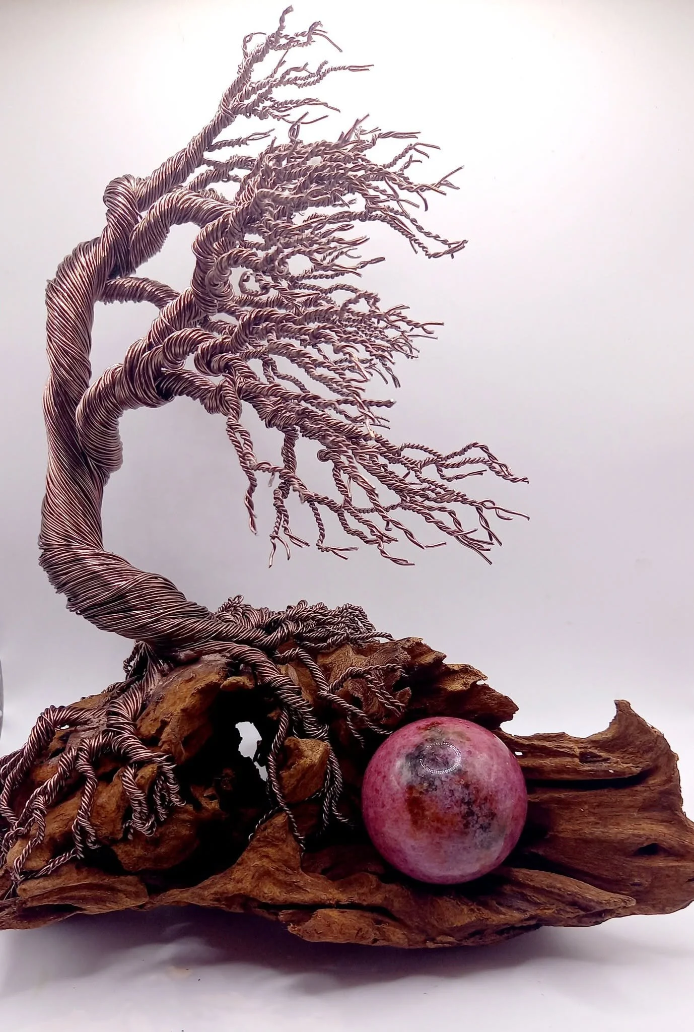 Bronze windswept tree crystal holder