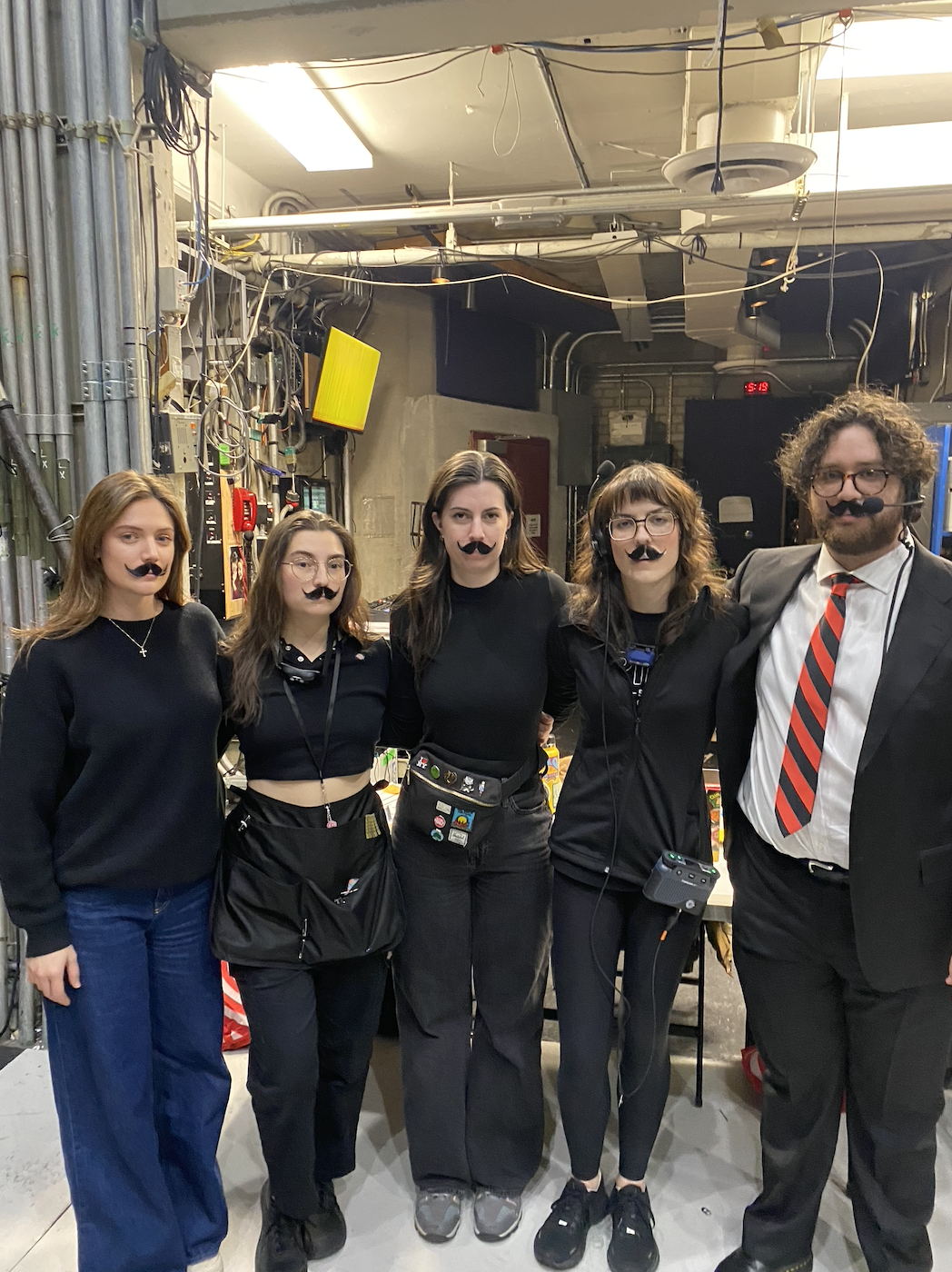 Closing day for Paul Taylor at Lincoln Center, posing with Offenbach Overture mustaches - 2025