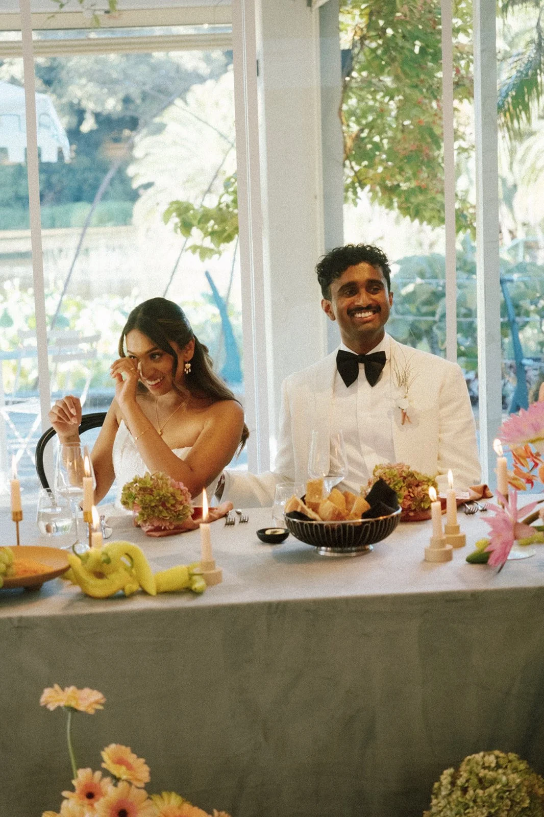 Bride and groom at reception