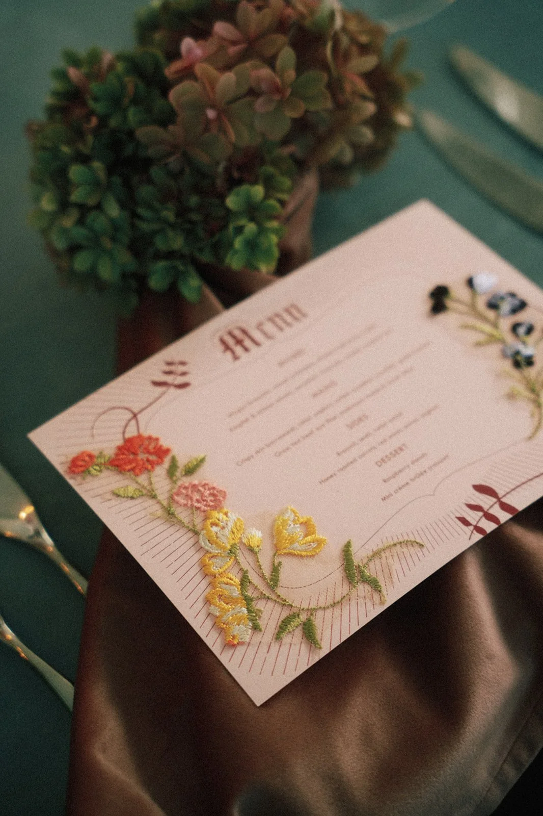 Menu place card design