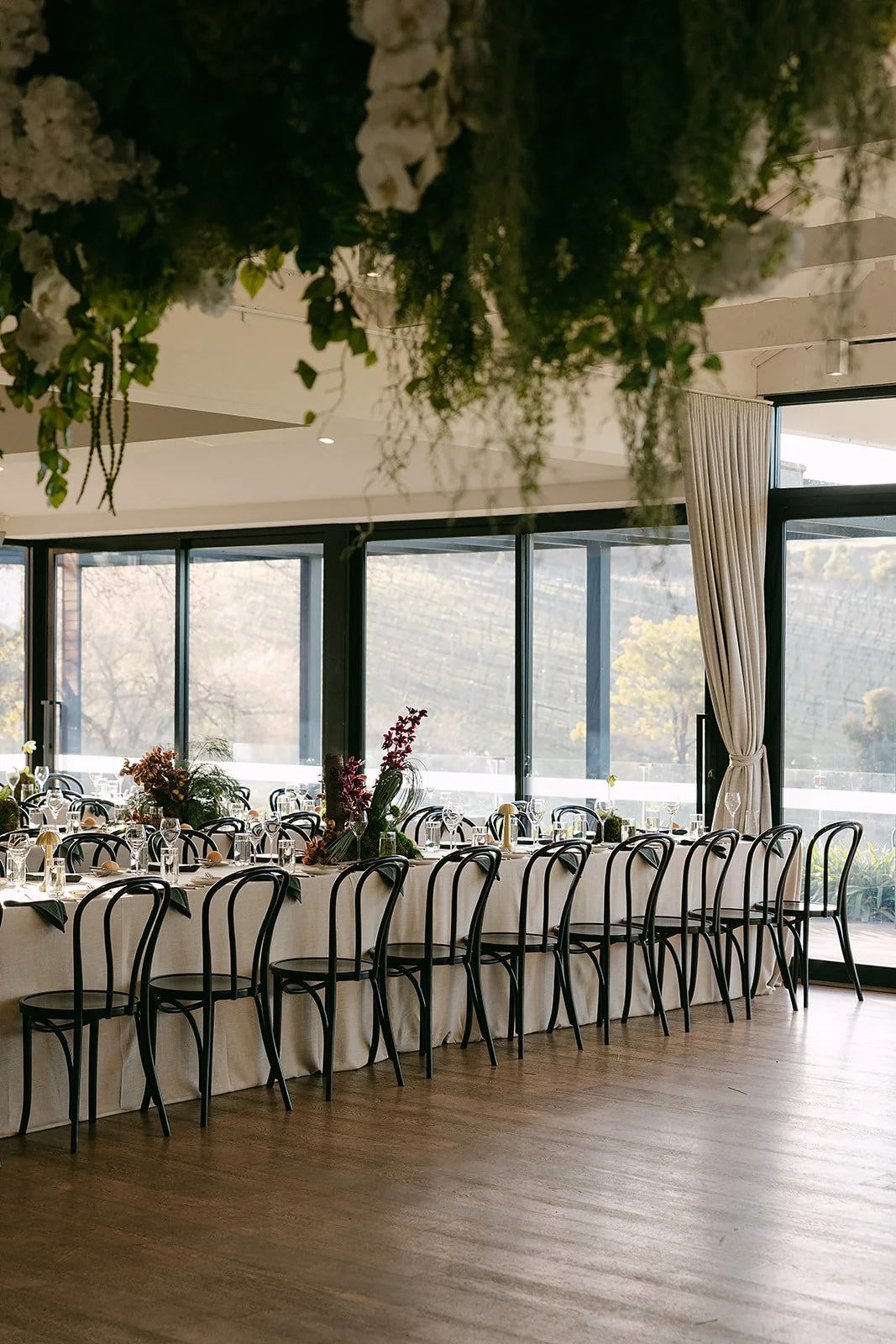 Warm-toned autumn wedding reception