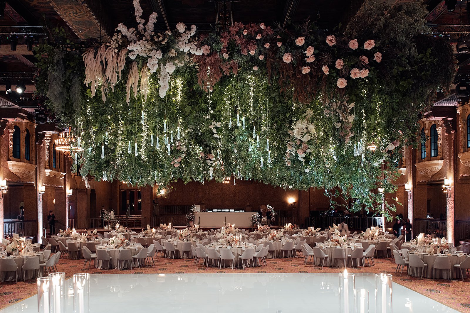 Grand wedding reception ceiling decor