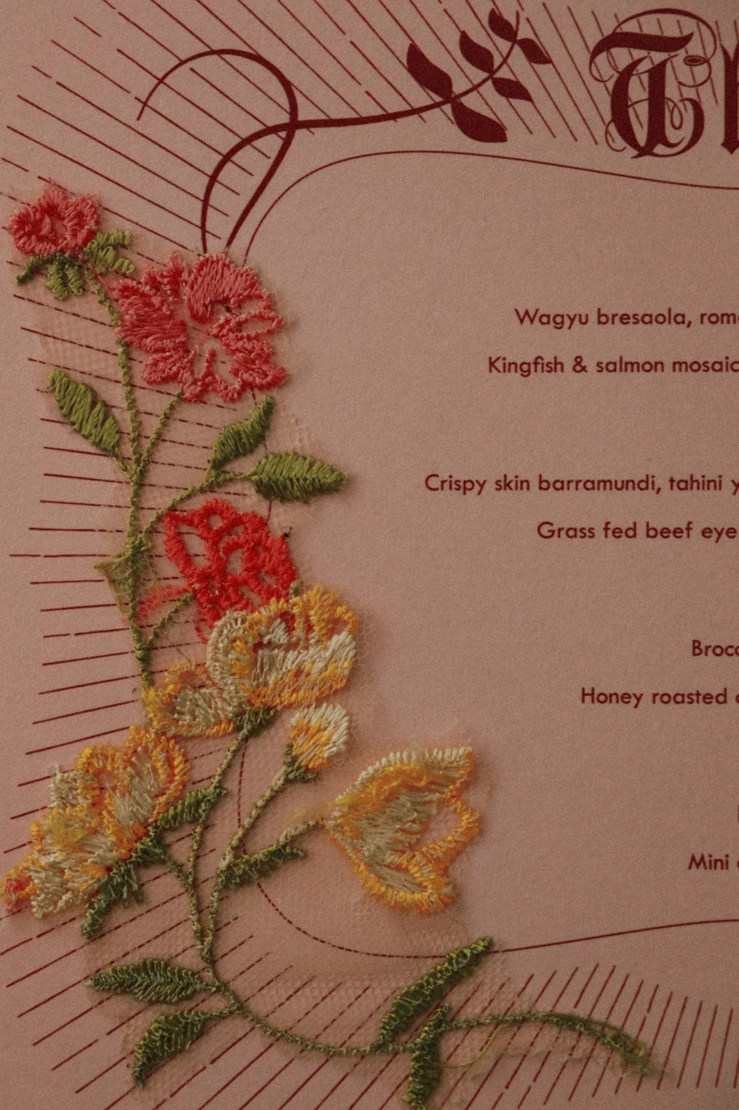 close up design for the menu place card