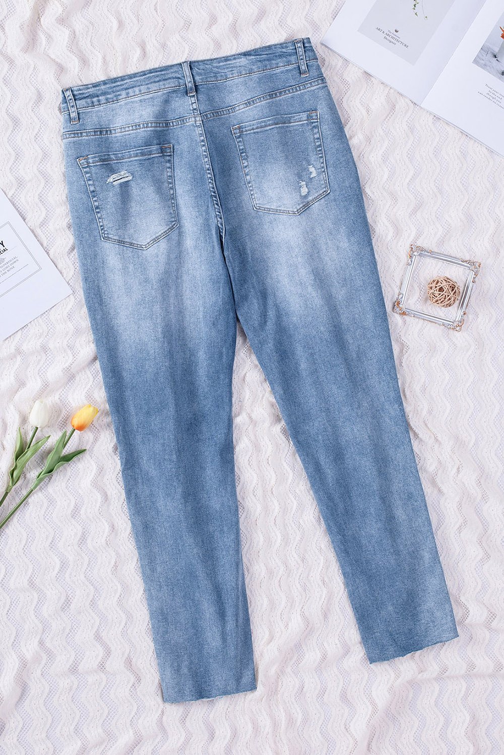 Sky Blue Distressed Ripped Flare Jeans – KesleyBoutique