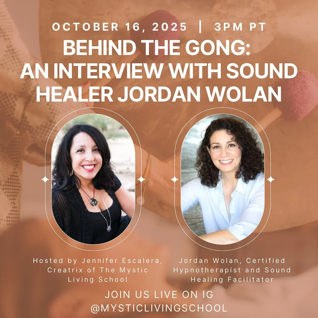 I&rsquo;m thrilled to be going LIVE with one of my amazing Certified Sound Healer alumni, Jordan Wolan, this Thursday, October 16 at 3 PM PT!

Jordan will be sharing her journey to be becoming a certified sound healer and how she uses sound healing a
