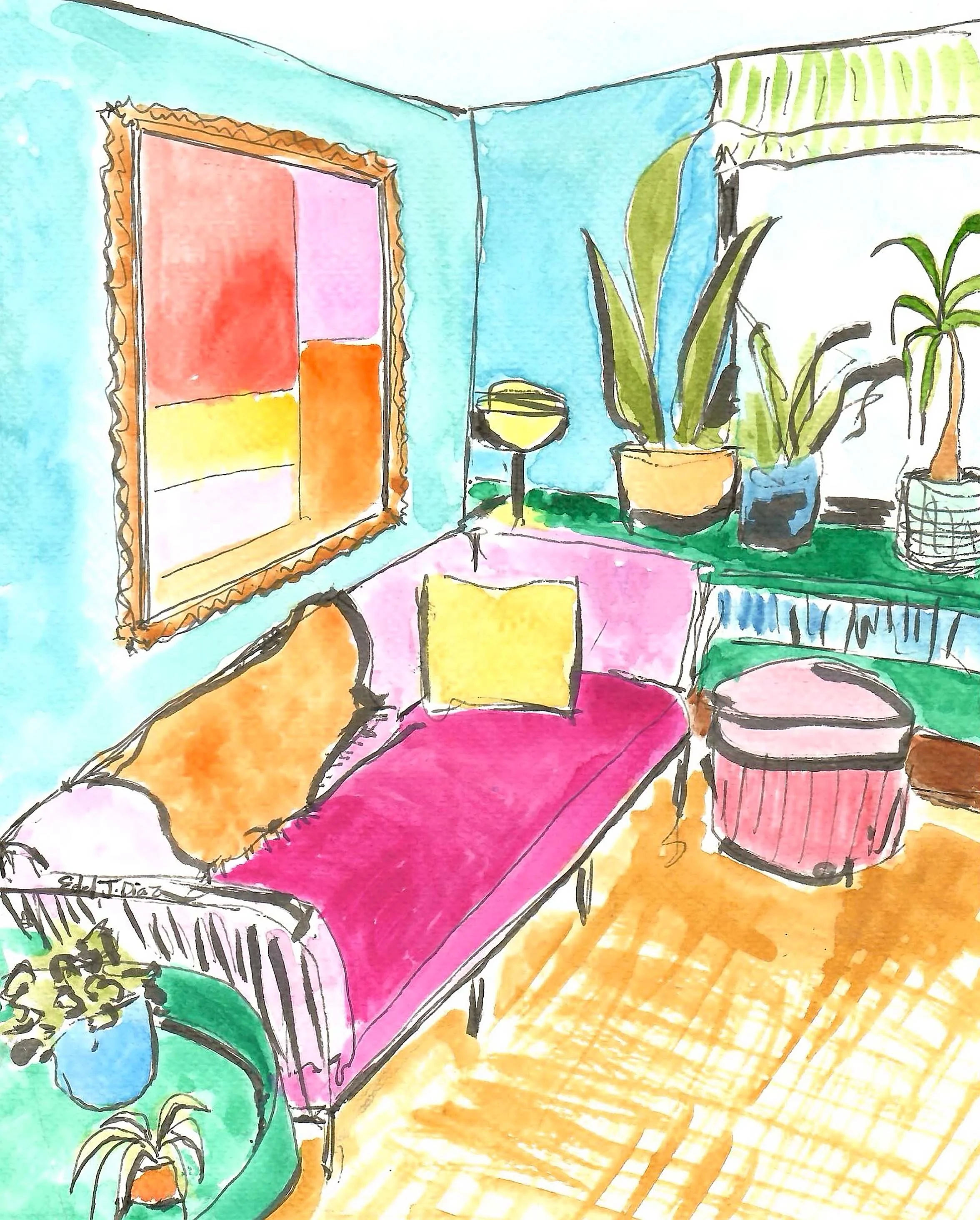 watercolor painting on paper, 8 x 10