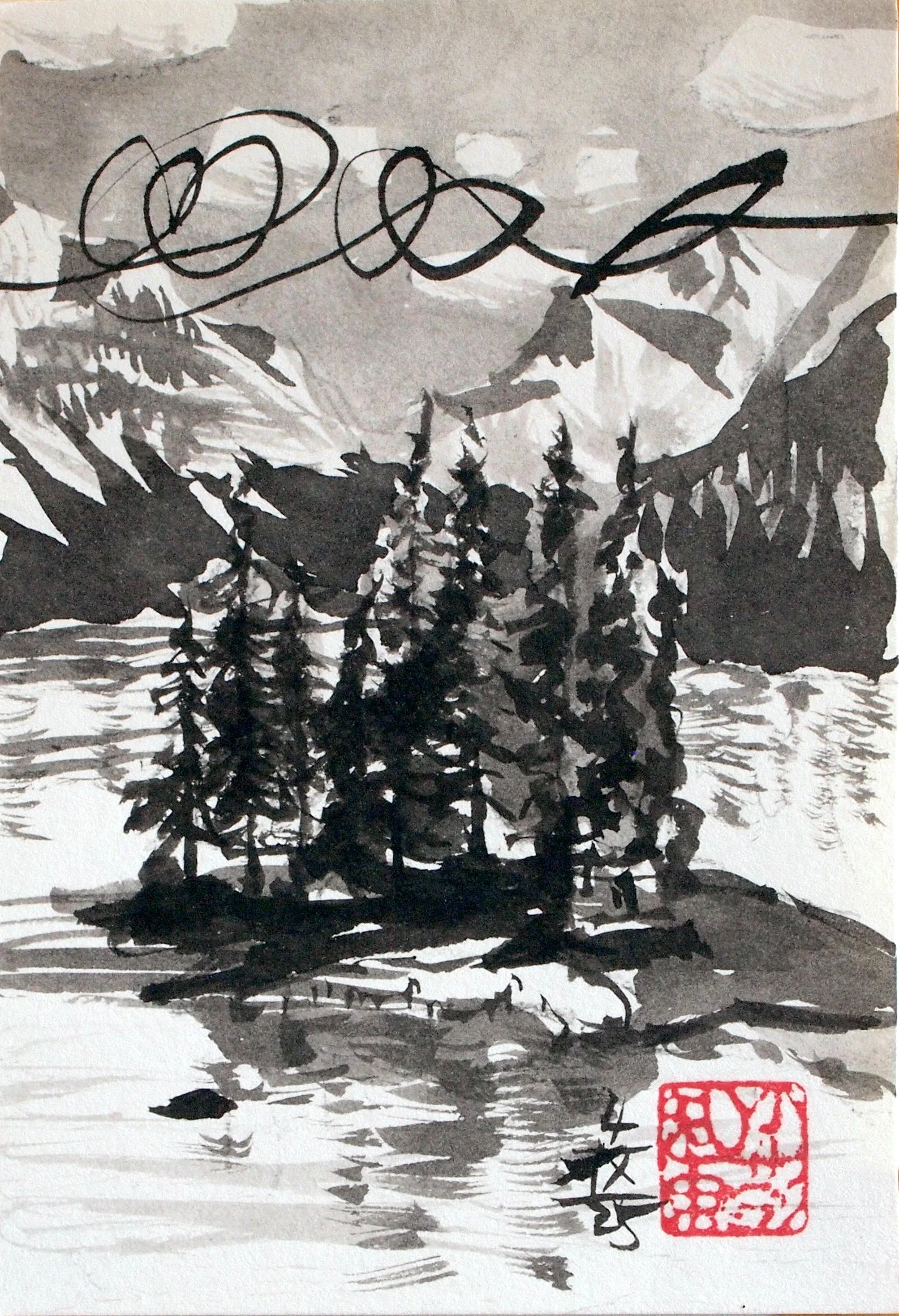 kleine Insel im Gebirgssee und Luftlinie.jpg