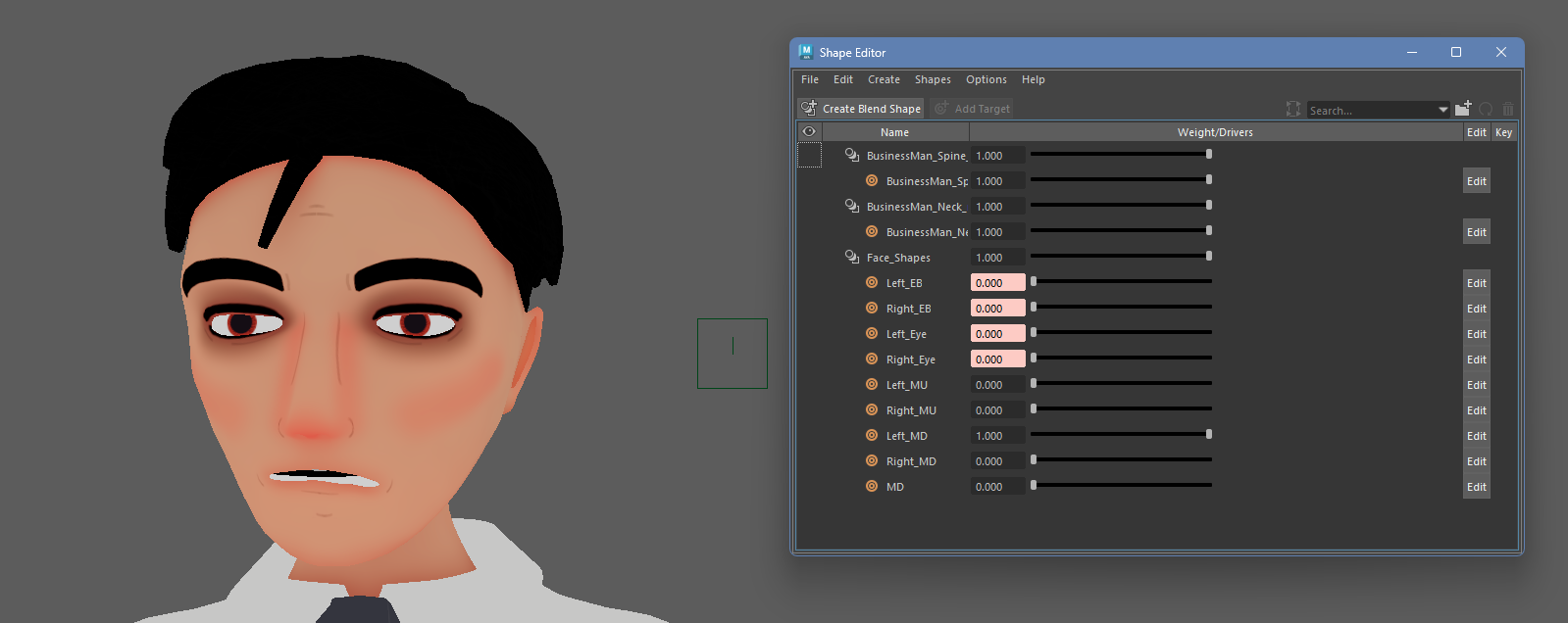 Left Mouth Corner Down (Blendshape)