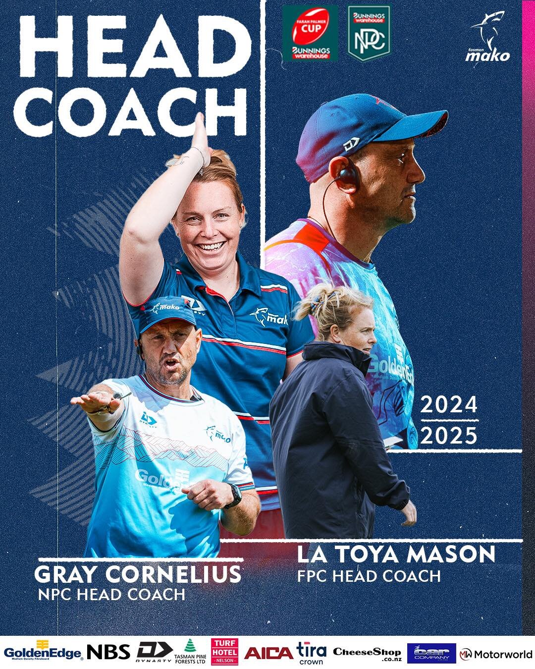 We are excited to announce La Toya Mason &amp; Gray Cornelius as our Mako head coaches in the National Provincial Championship and Farah Palmer Cup presented by Bunnings Warehouse. 

Follow the link in our bio to read more 🦈
#finzup