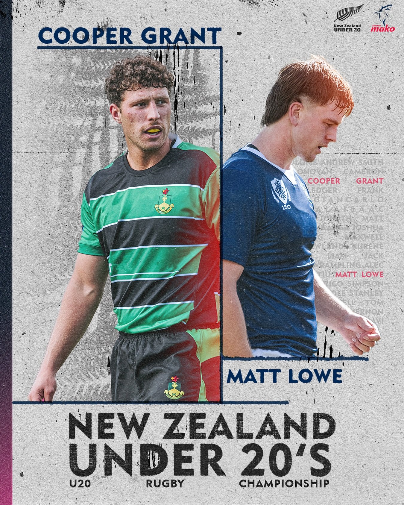 Congratulations to our Tasman lads, Matt Lowe &amp; Cooper Grant, on being named in the 2024 NZ U20&rsquo;s squad 🔥 

They will take part in the inaugural U20 Rugby Championship, which kicks off 2nd May in Queensland, Australia.
#finzup #u20rugby