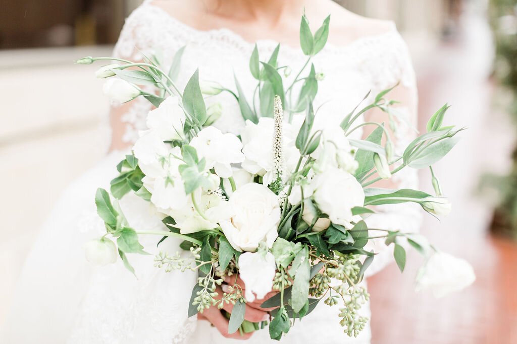 Classic white florals and icy greens