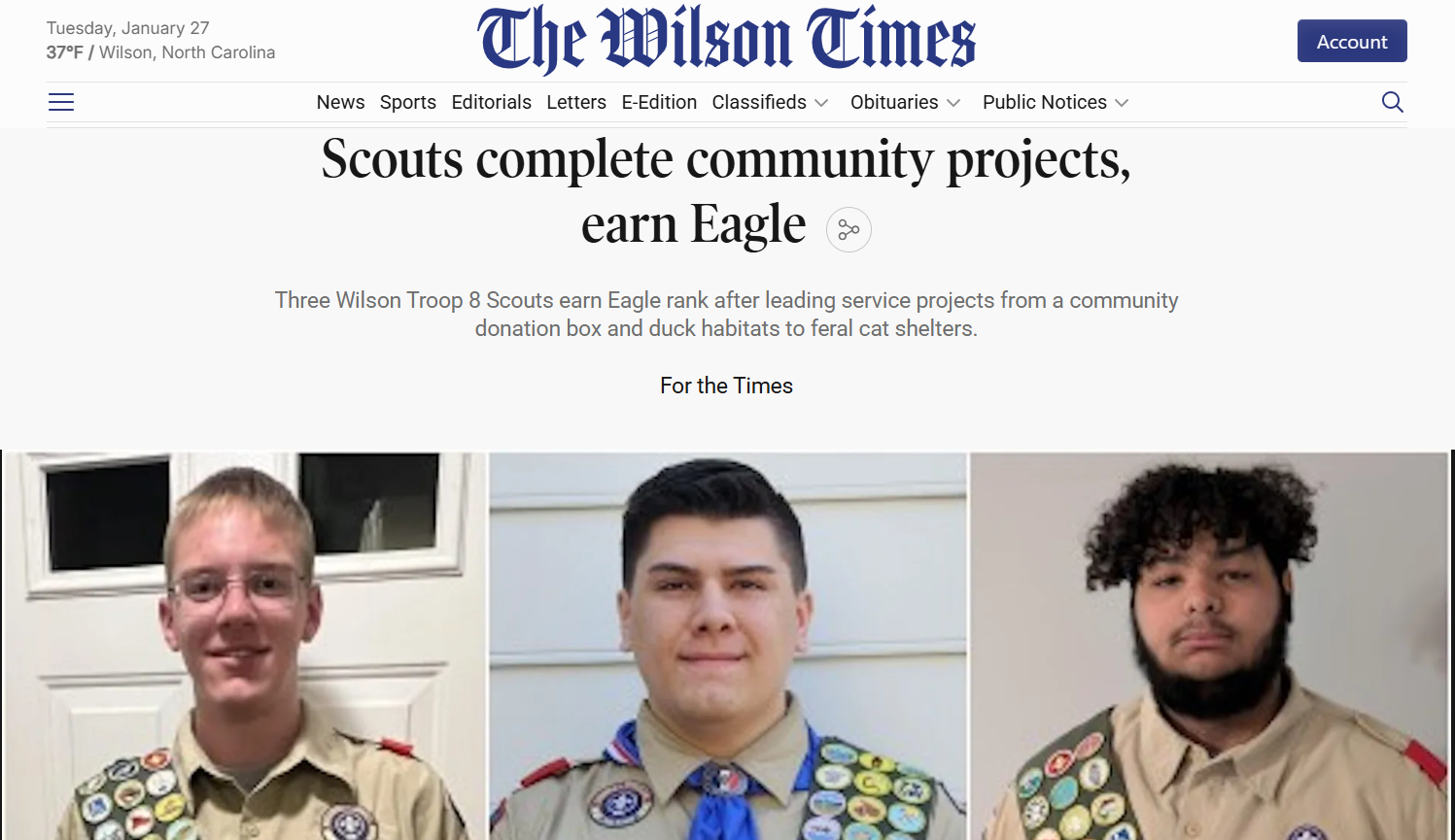 Eagle Scouts Announcement January 27, 2026