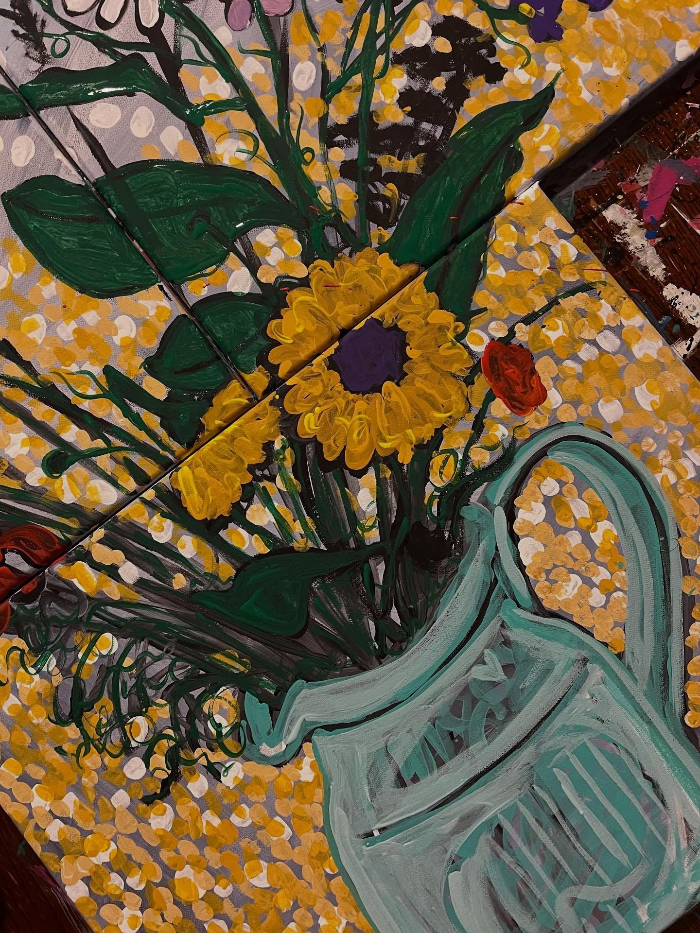studio saturday.&hearts;
#wip #rockonbarefoot #anniethrasherartist