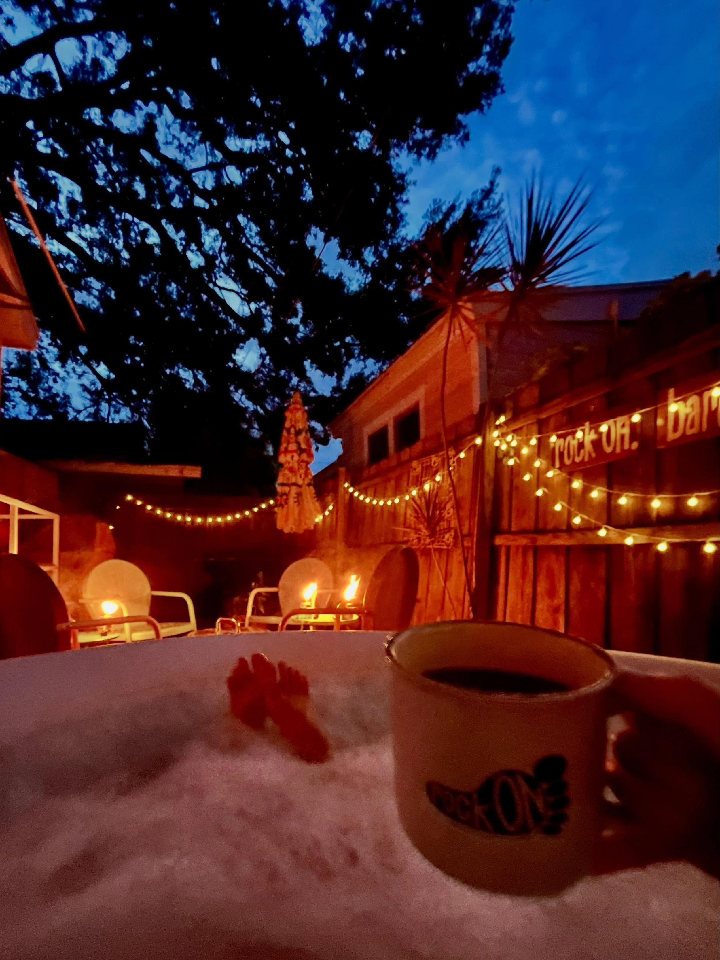 there are those who
complain about the heat
+ there are those who
light the fires.
&hearts;
#rockonbarefootthecoffeemug #somelikeithot 
#hottubsunrise #blackcoffeeismyvice #imworkingonit