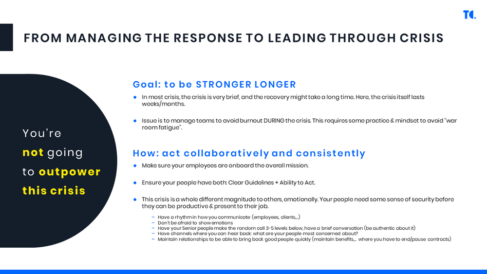From managing the response to leading through crisis