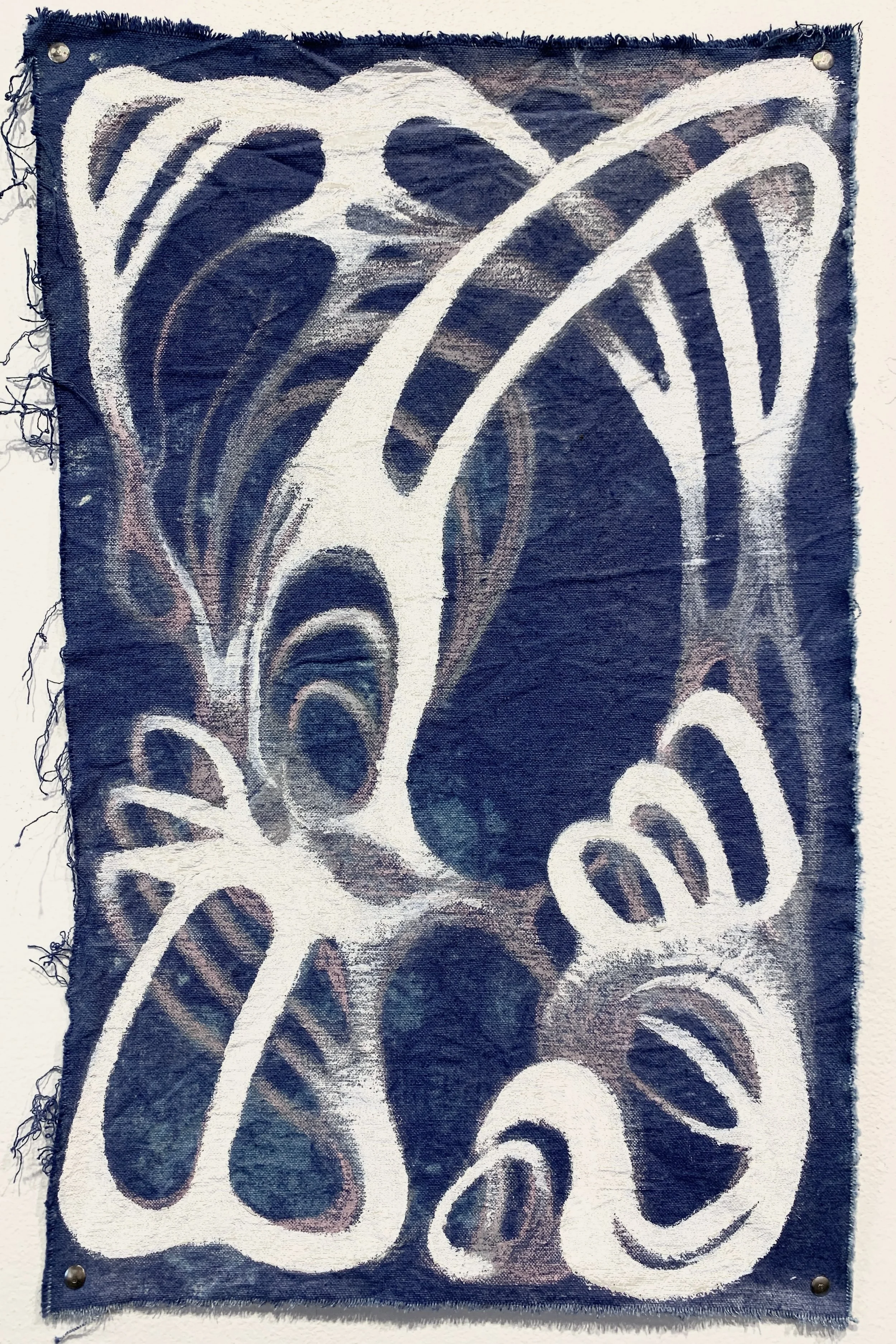 Sous l’eau no. 3, 2023, 13.5” x 22”, acrylic and pastels on dyed canvas

inquire for pricing