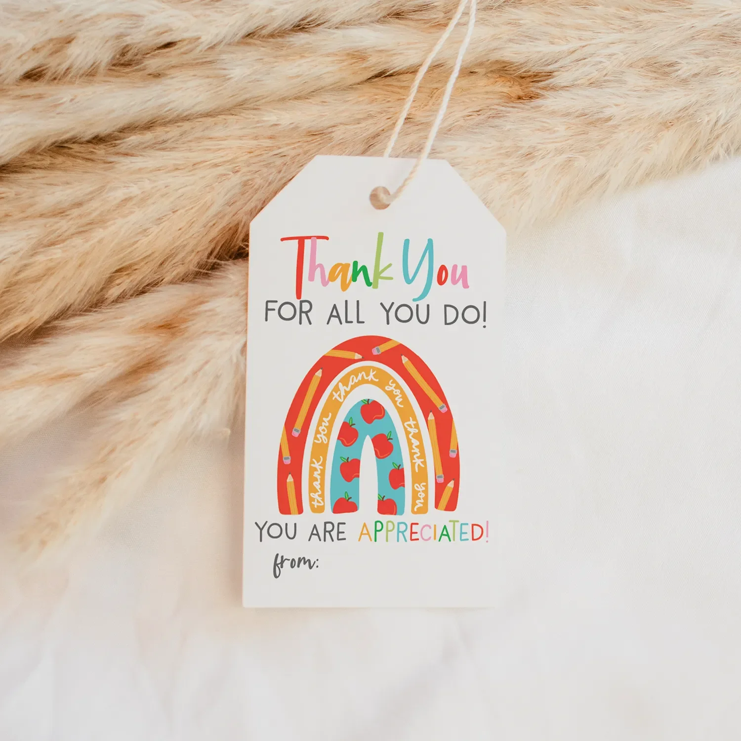 Rainbow Teacher Appreciation Gift Tag Printable