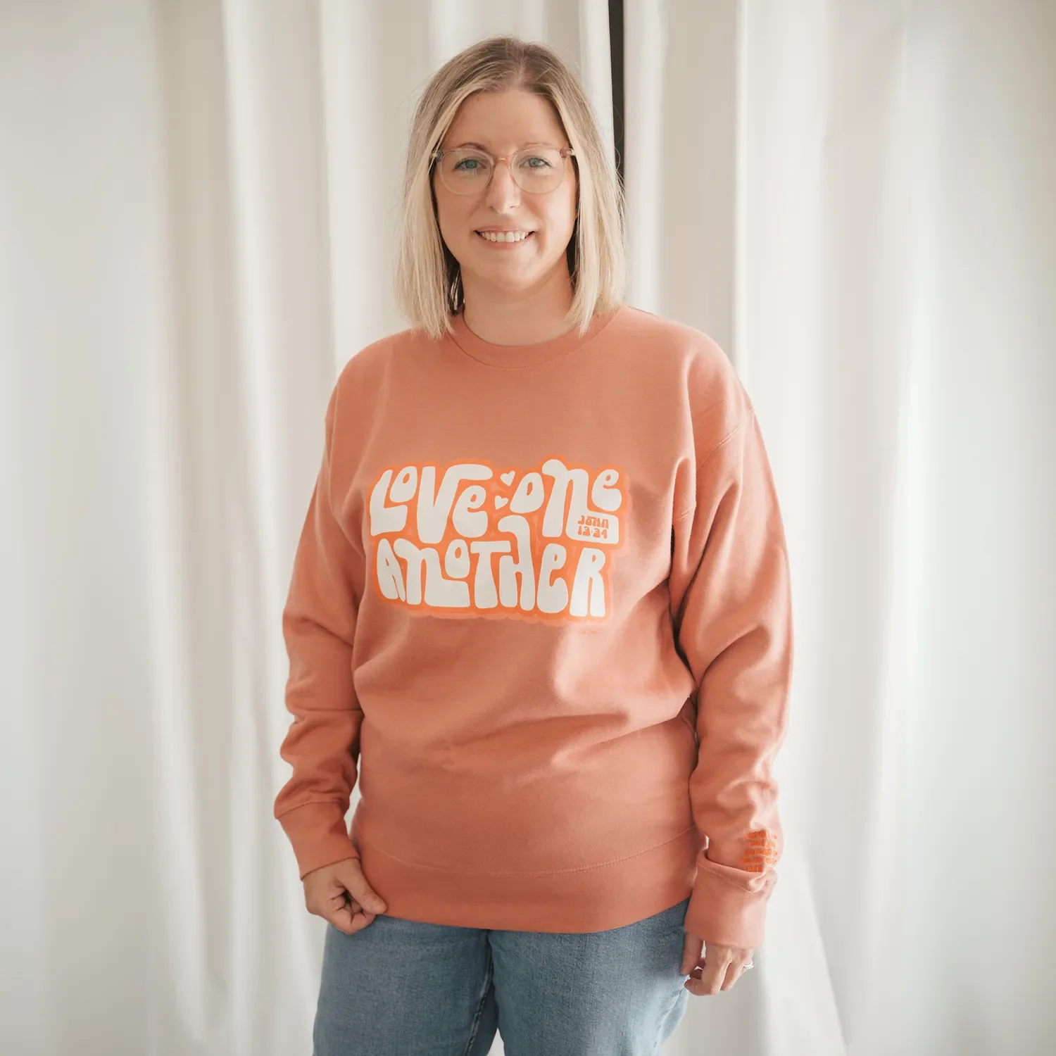 Love One Another - Christian Sweatshirt - Dusty Rose - Unisex Adult Sizes (S-2XL)