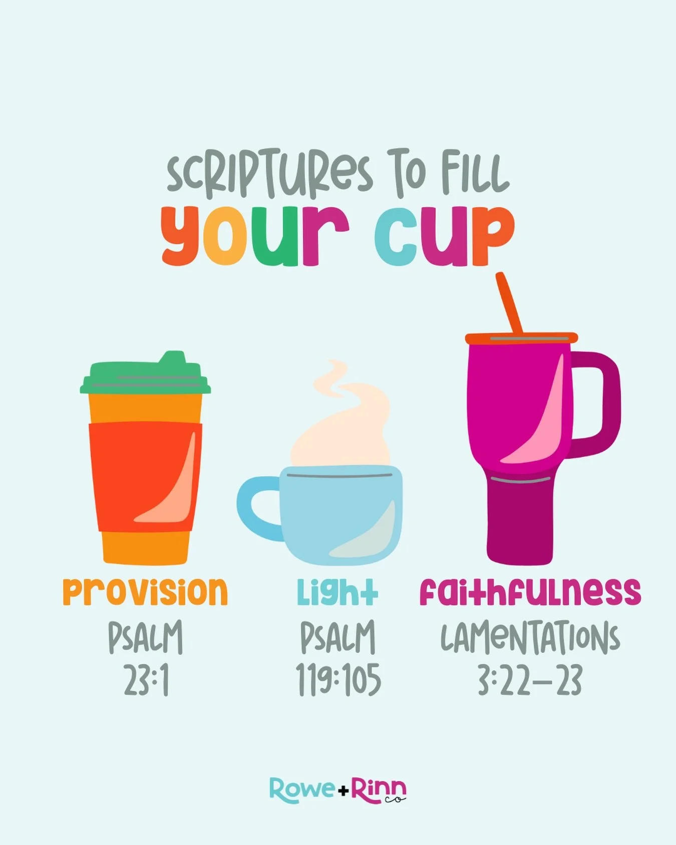✨ 3 Scriptures to Fill Your Cup This Week ✨

🌿 Provision &mdash; Psalm 23:1
&ldquo;The Lord is my shepherd; I lack nothing.&rdquo;
Even in the chaos of parenting, God provides exactly what you and your family need.

🕯️ Light &mdash; Psalm 119:105
&